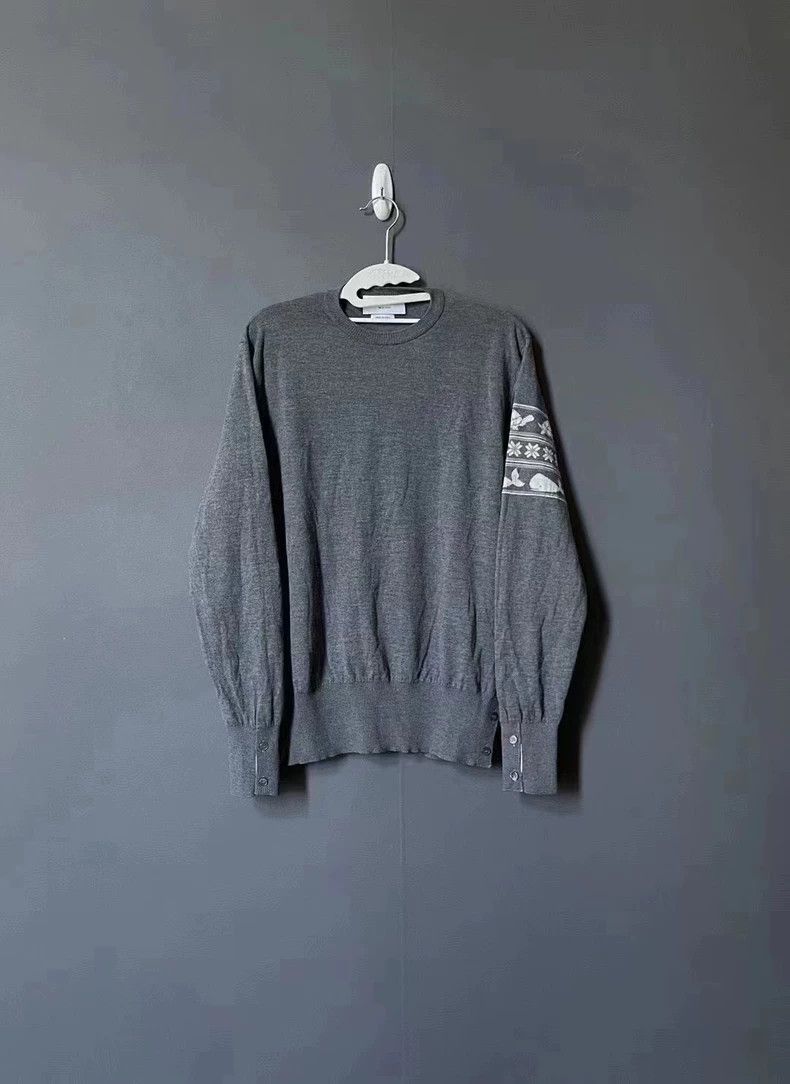 Thom Browne Thom Browne Whale Turtle Gray Sweater - dmc Size US L / EU 52-54 / 3 - 1 Thumbnail