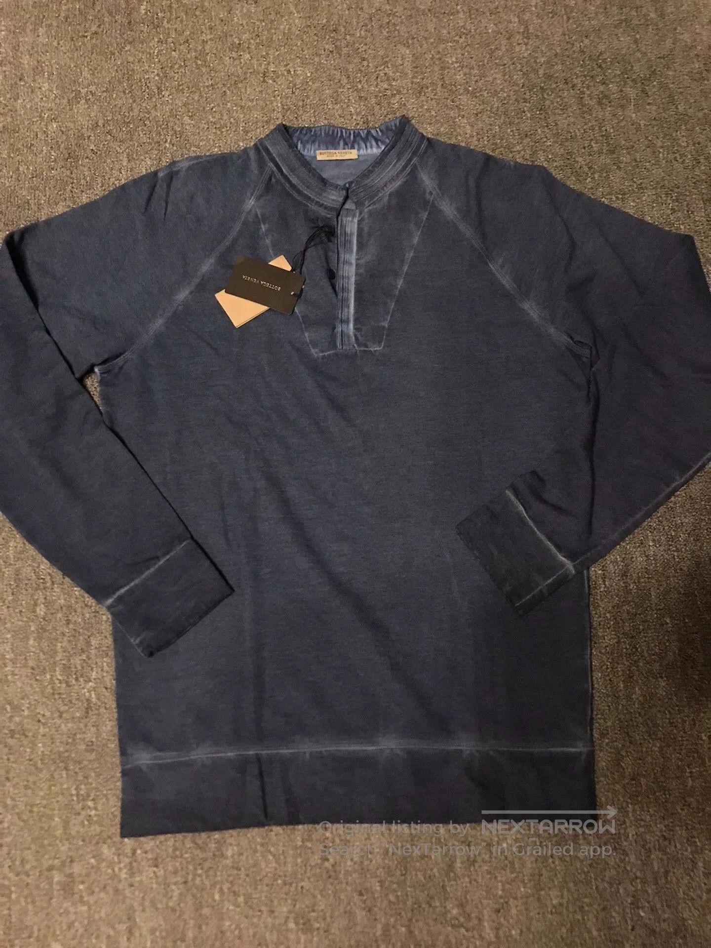 Bottega Veneta Blue Long Sleeve Henley Shirt. Size US M / EU 48-50 / 2 - 3 Thumbnail