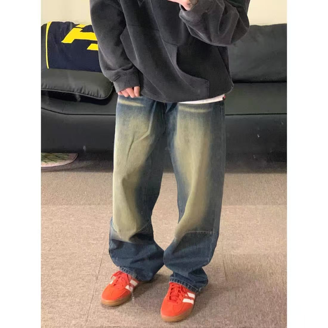 Japanese Brand × Jean Blue street washed letters embroidered distressed jeans y2k Size US 32 / EU 48 - 2 Thumbnail