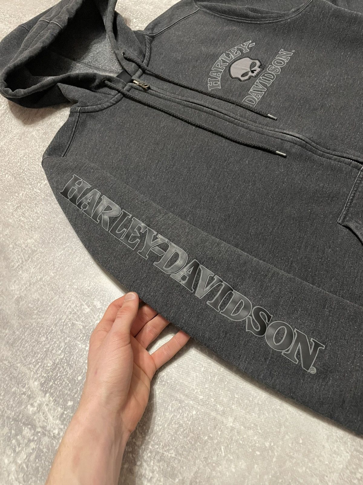 Harley Davidson × Vintage Vintage Harley Davidson Distressed Skull Zip-Up Hoodie Size US S / EU 44-46 / 1 - 7 Thumbnail
