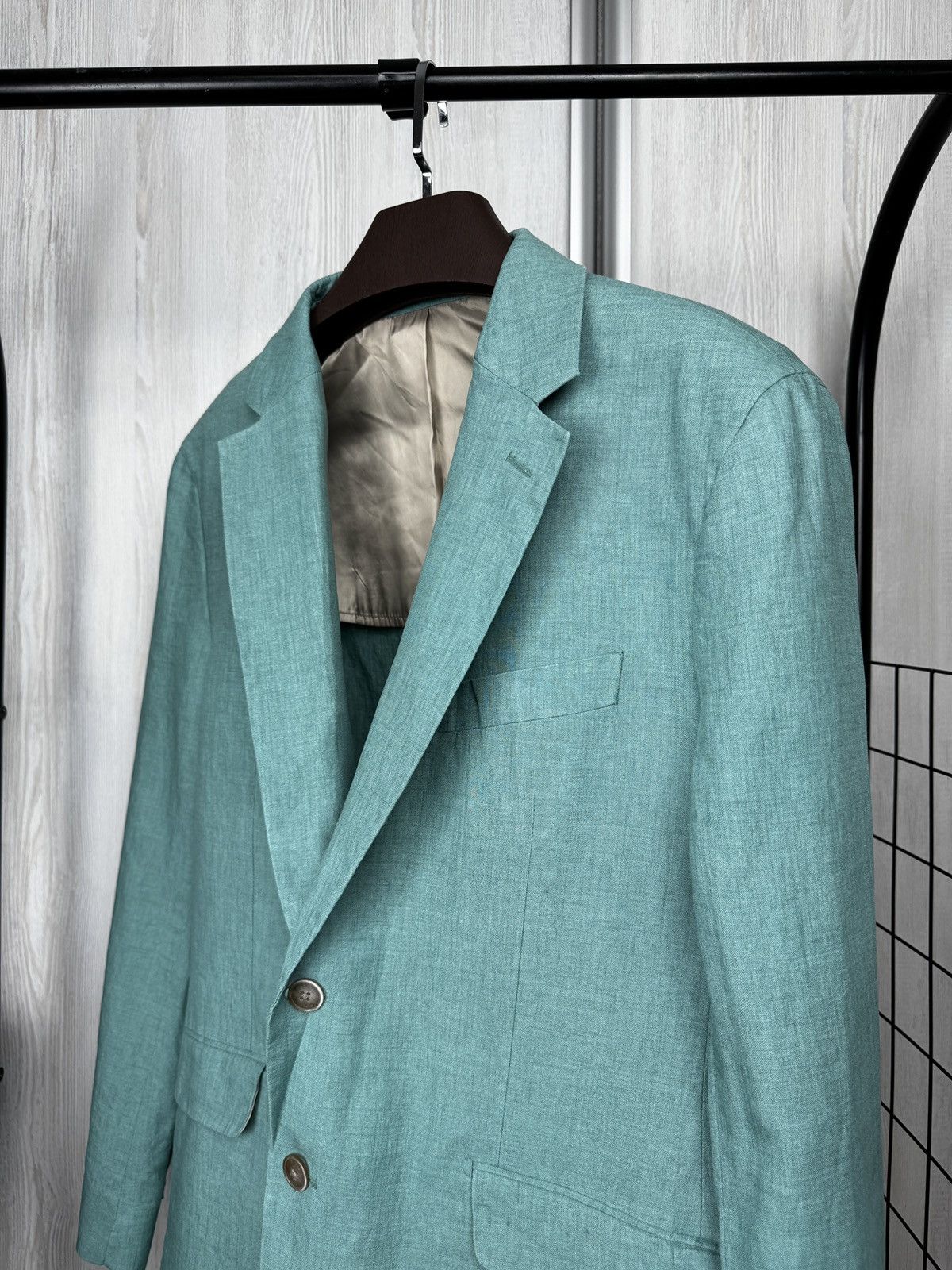 Hackett Hackett London delave linen aqua blue half lined blazer Size 44R - 5 Thumbnail