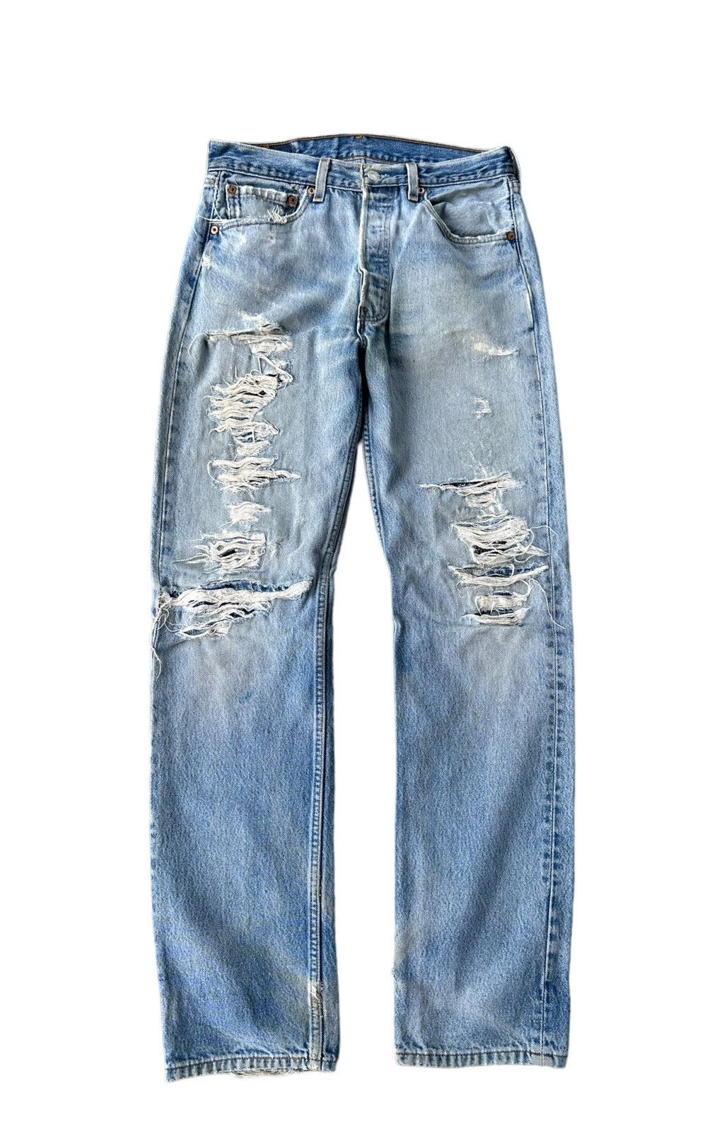 Levi's Vintage Levi’s 501 top button 553 distressed denim jeans Size US 30 / EU 46 - 1 Thumbnail