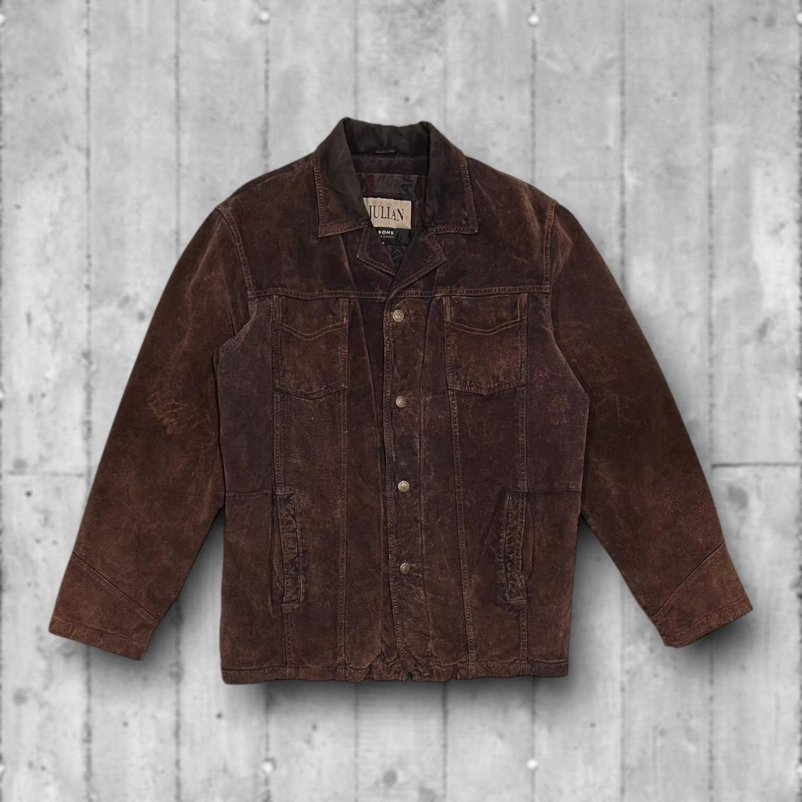 Other M. Julian Vintage (90’s) Distressed Button-Up Suede Jacket Size US L / EU 52-54 / 3 - 1 Thumbnail