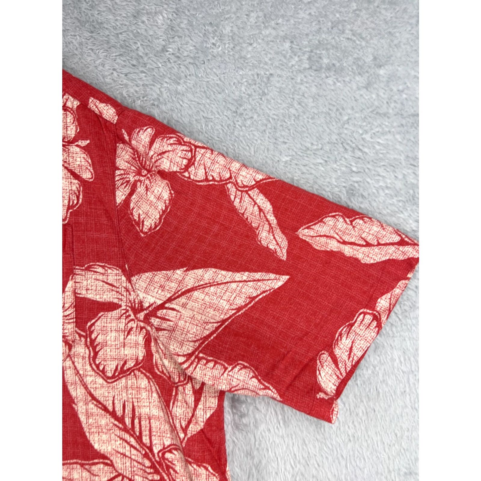 George George Shirt Men 2XL XXL Red White Floral Hibiscus Palm Button Up Hawaiian Rayon Size US XXL / EU 58 / 5 - 2 Thumbnail