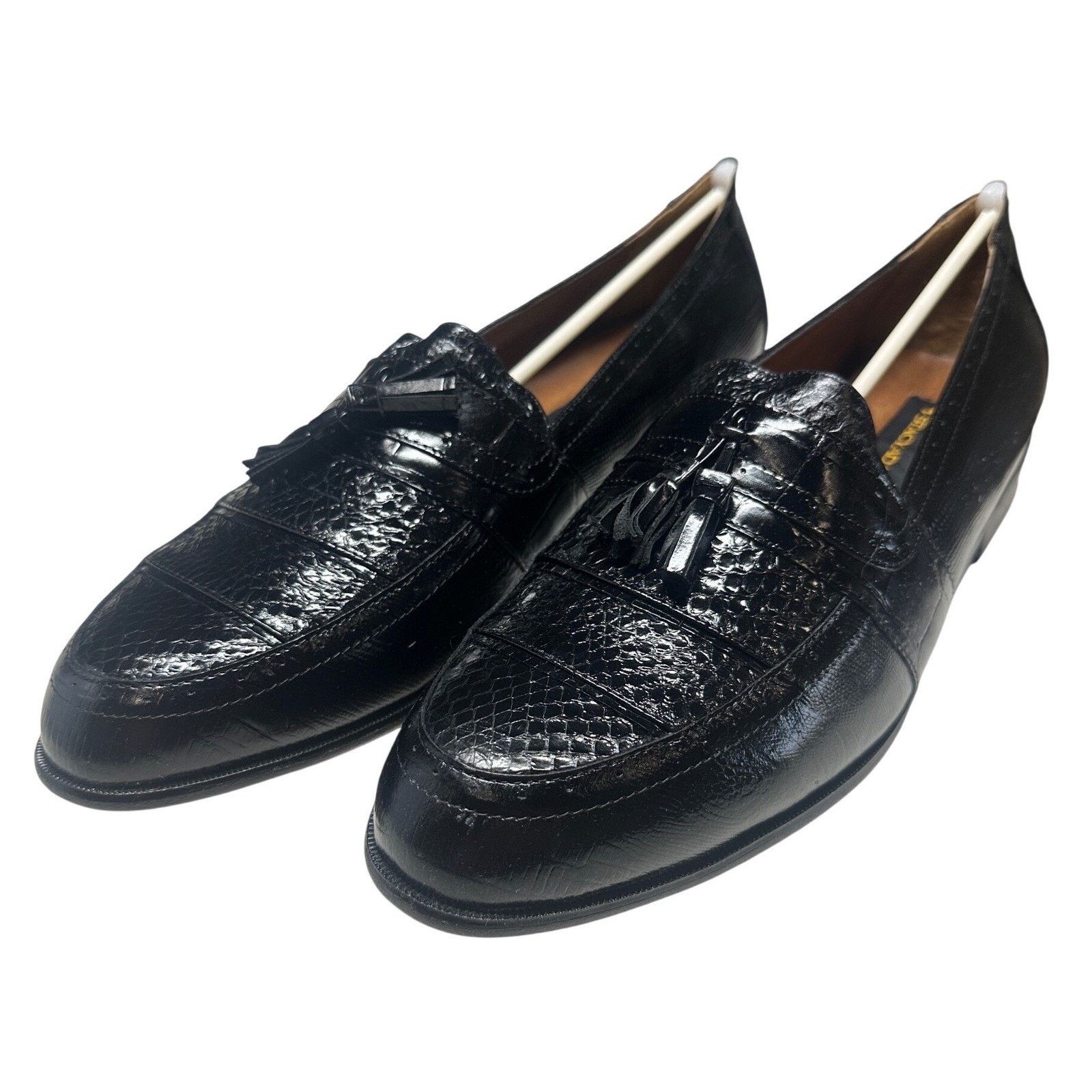 Stacy Adams Stacy Adams 13 Black New Genuine Snake Skin Tassel Loafers Size US 13 / EU 46 - 3 Thumbnail