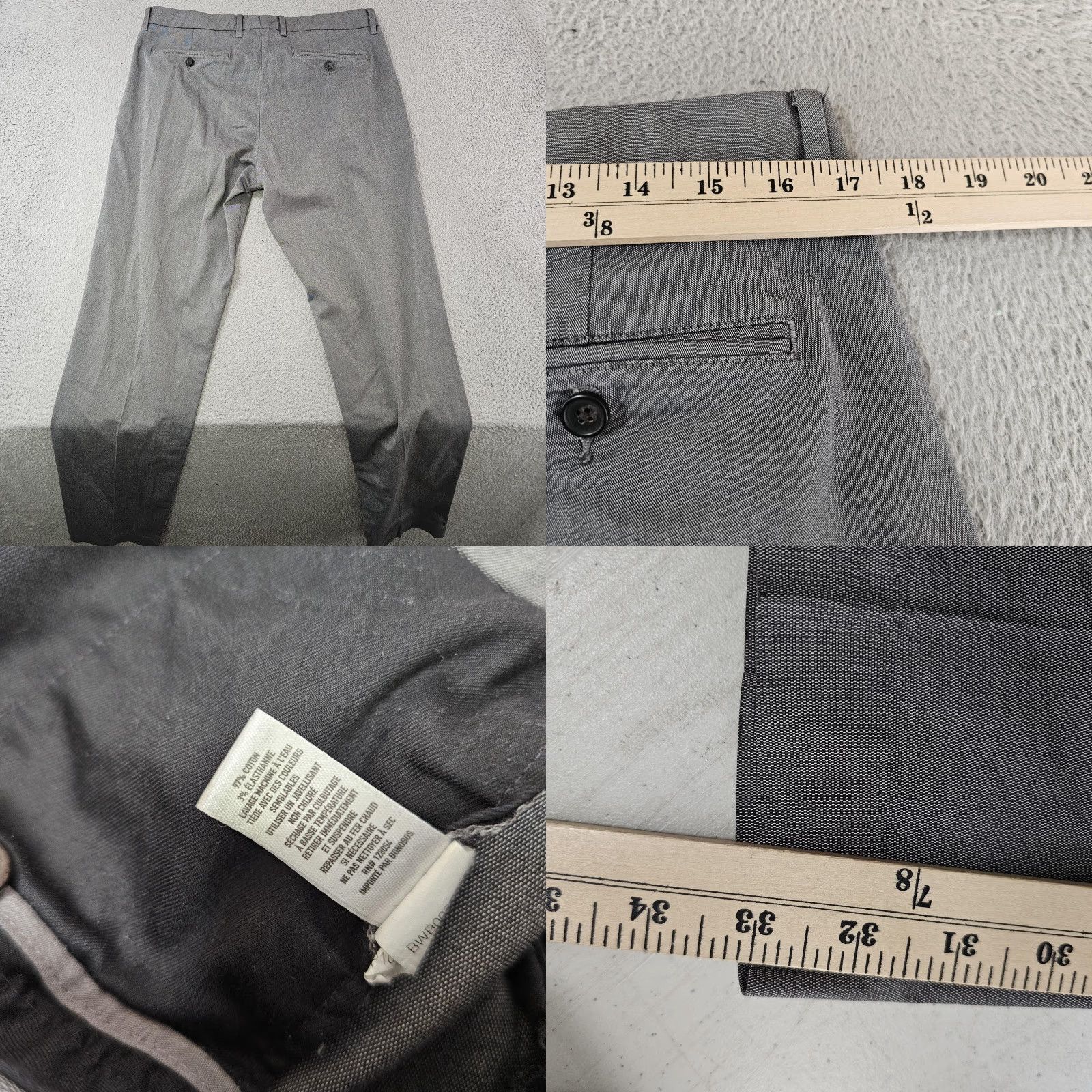 Bonobos Bonobos Tuesday Pants Mens 33x34 Gray Slim Fit Dress Casual Lightweight Workwear Pants Skinner? Size US 33 - 8 Thumbnail