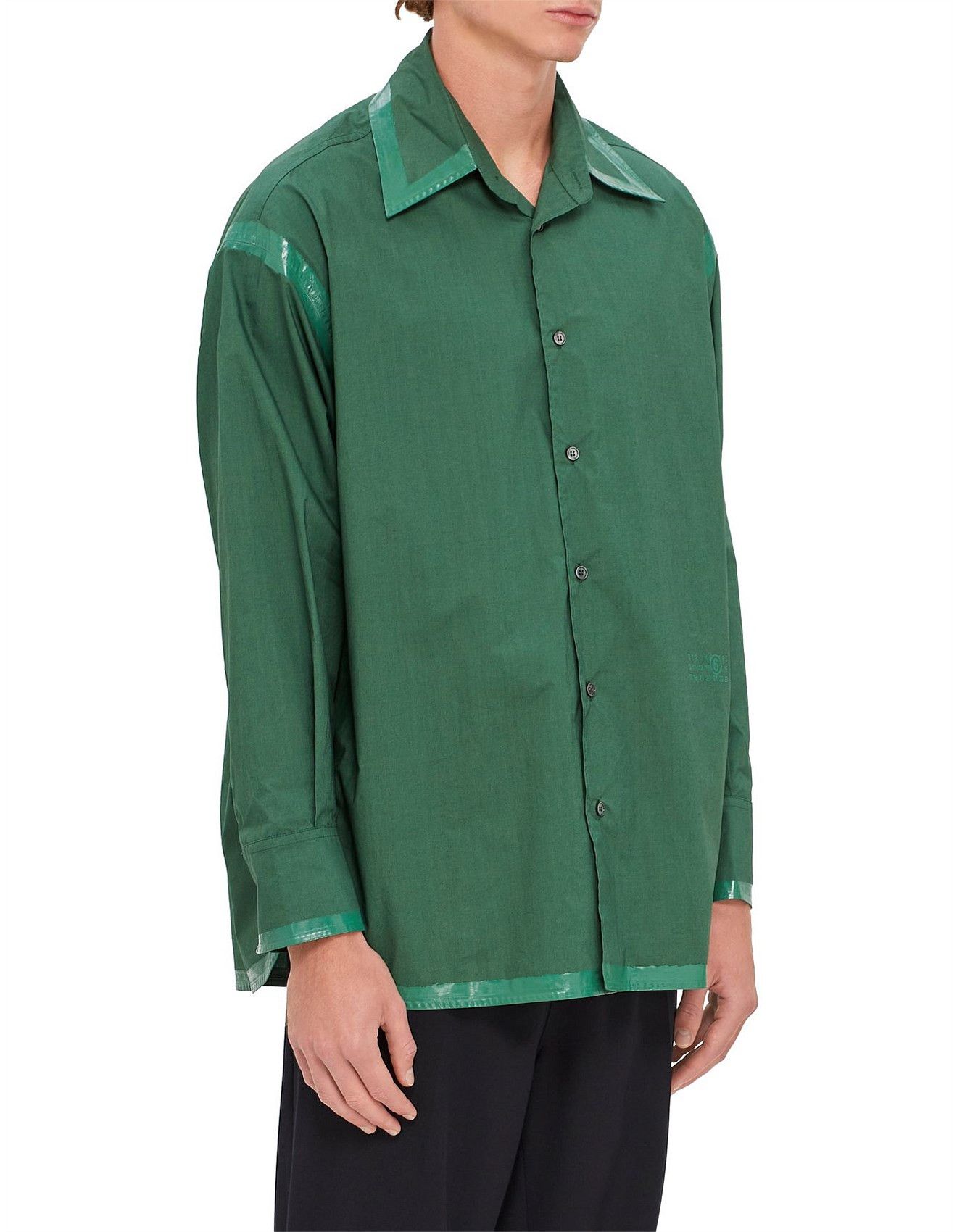 Maison Margiela o1mle0126 MM6 Logo Shirt in Green Size US M / EU 48-50 / 2 - 3 Thumbnail