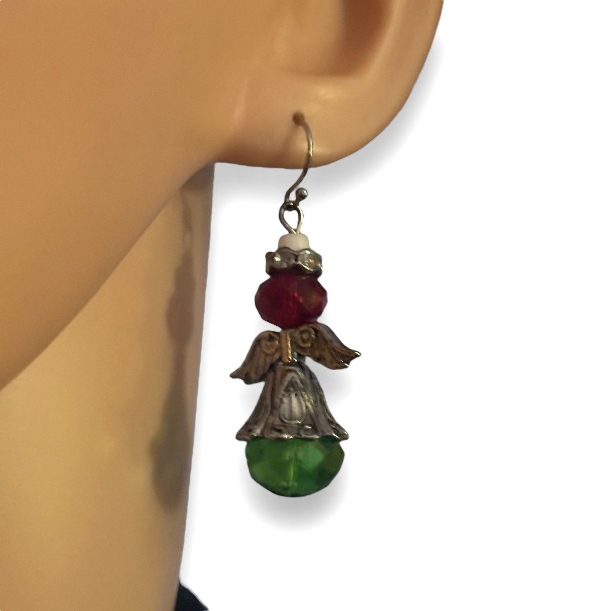 Other Red and green gemstone Christmas angel dangle earrings Size ONE SIZE - 2 Thumbnail