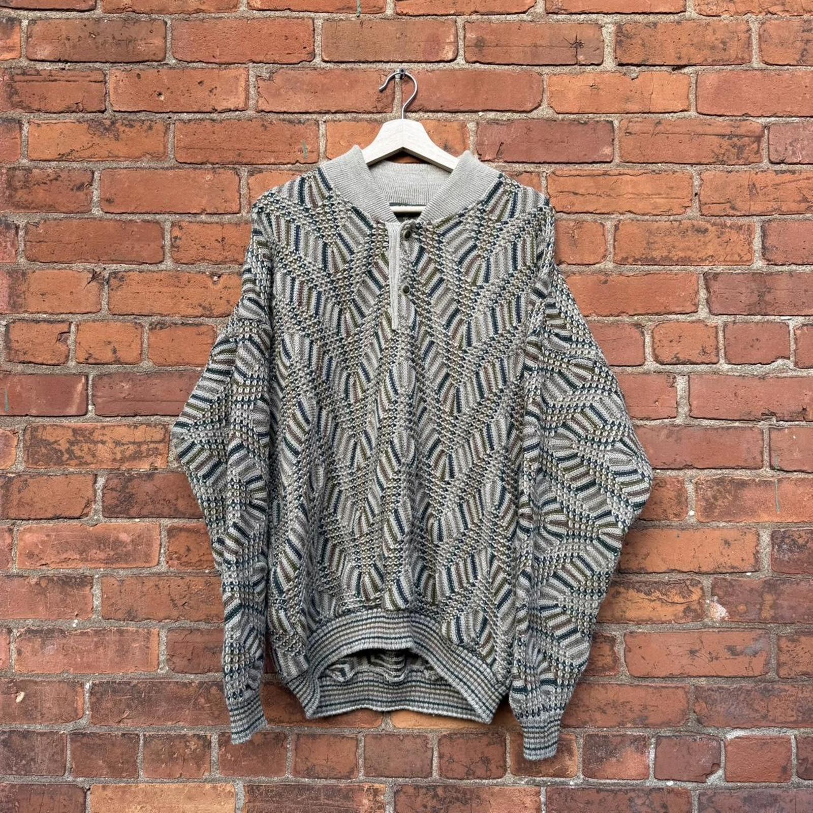 Other vintage tosani 3d knit coogi style 1/4 button knit sweater Size US XL / EU 56 / 4 - 1 Thumbnail