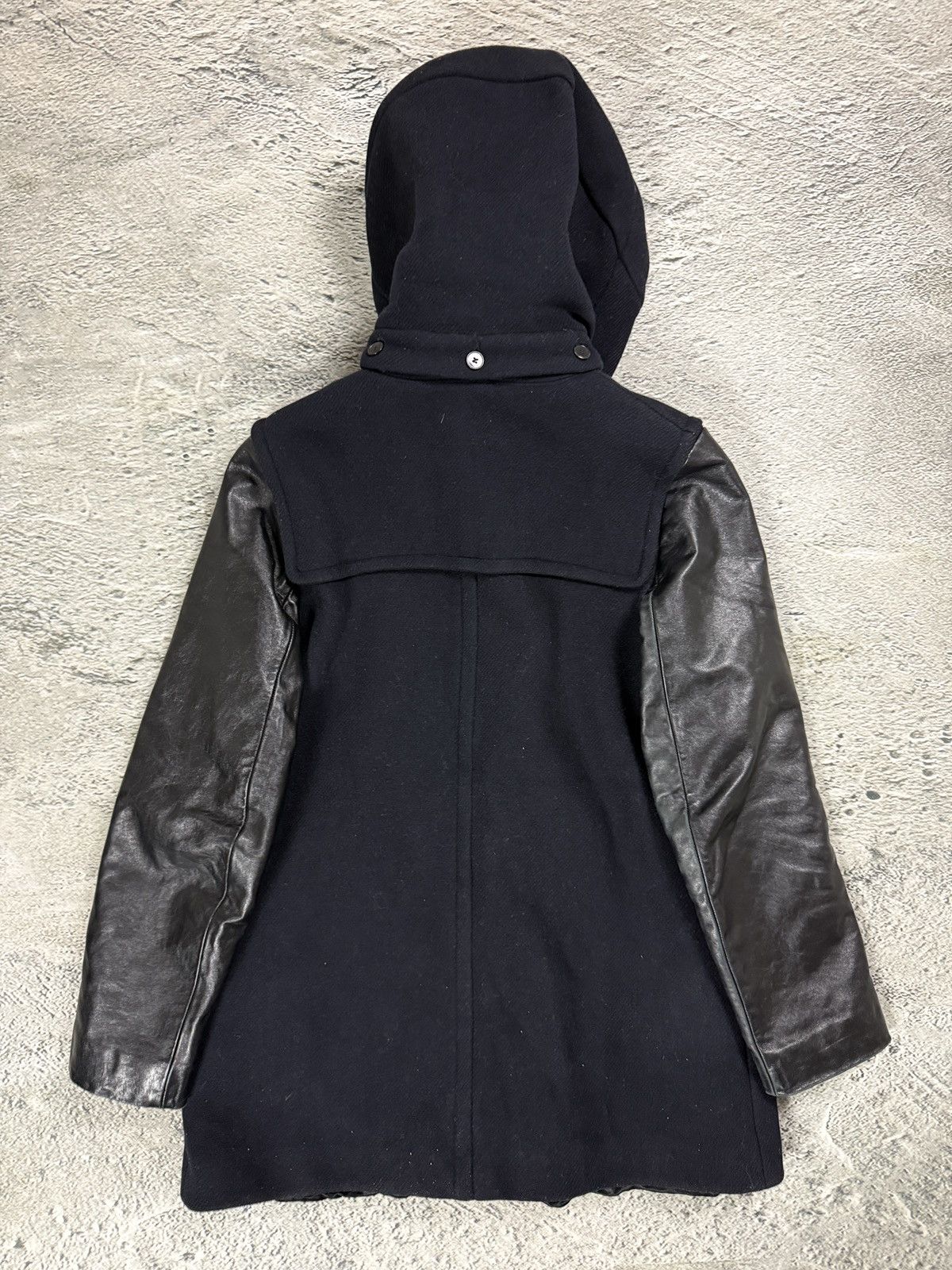 Sandro Sandro coat heavy wool black leather sleeves detachable hood Size US M / EU 48-50 / 2 - 5 Thumbnail