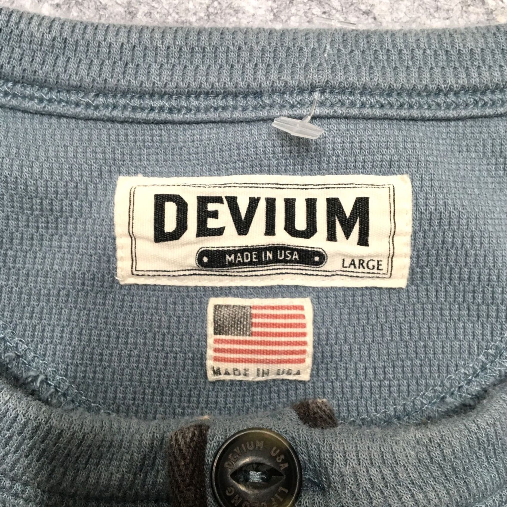 Vintage Devium USA Thermal Waffle Knit Henley Mens L Blue Premium Heavyweight Made Shirt Size US L / EU 52-54 / 3 - 5 Thumbnail