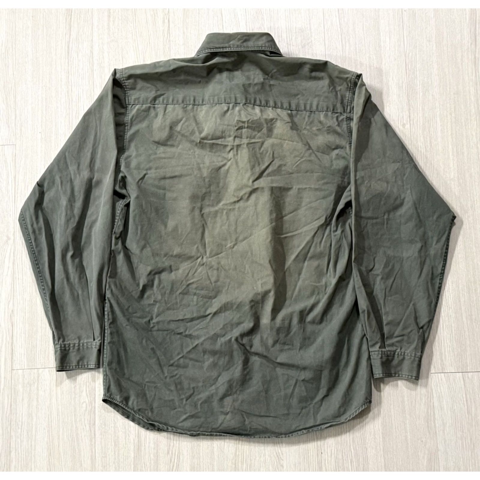 Vintage VINTAGE Armani Jeans Military Button Down Longsleeve Shirt XS FIT: S/M Italy Shirt Mens Cotton Olive Green 80s Slim? Size US XS / EU 42 / 0 - 2 Thumbnail