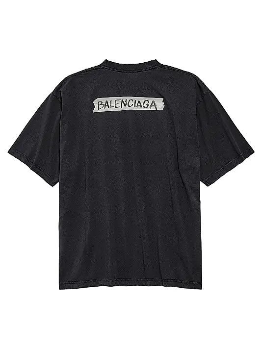 Balenciaga os11x0326 Masking Tape Medium Fit T-Shirt in Faded Black Size US M / EU 48-50 / 2 - 2 Thumbnail