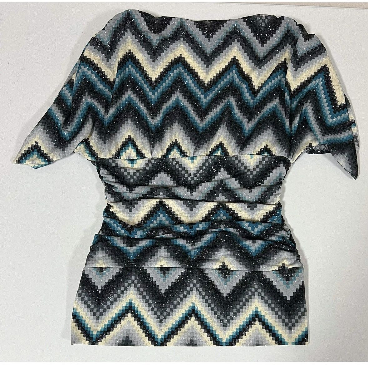 Japanese Brand Rampage Blue Glitter Zig-Zag Y2K Shirt Top Blouse Size S 💙🖤✨ Size S / US 4 / IT 40 - 3 Thumbnail