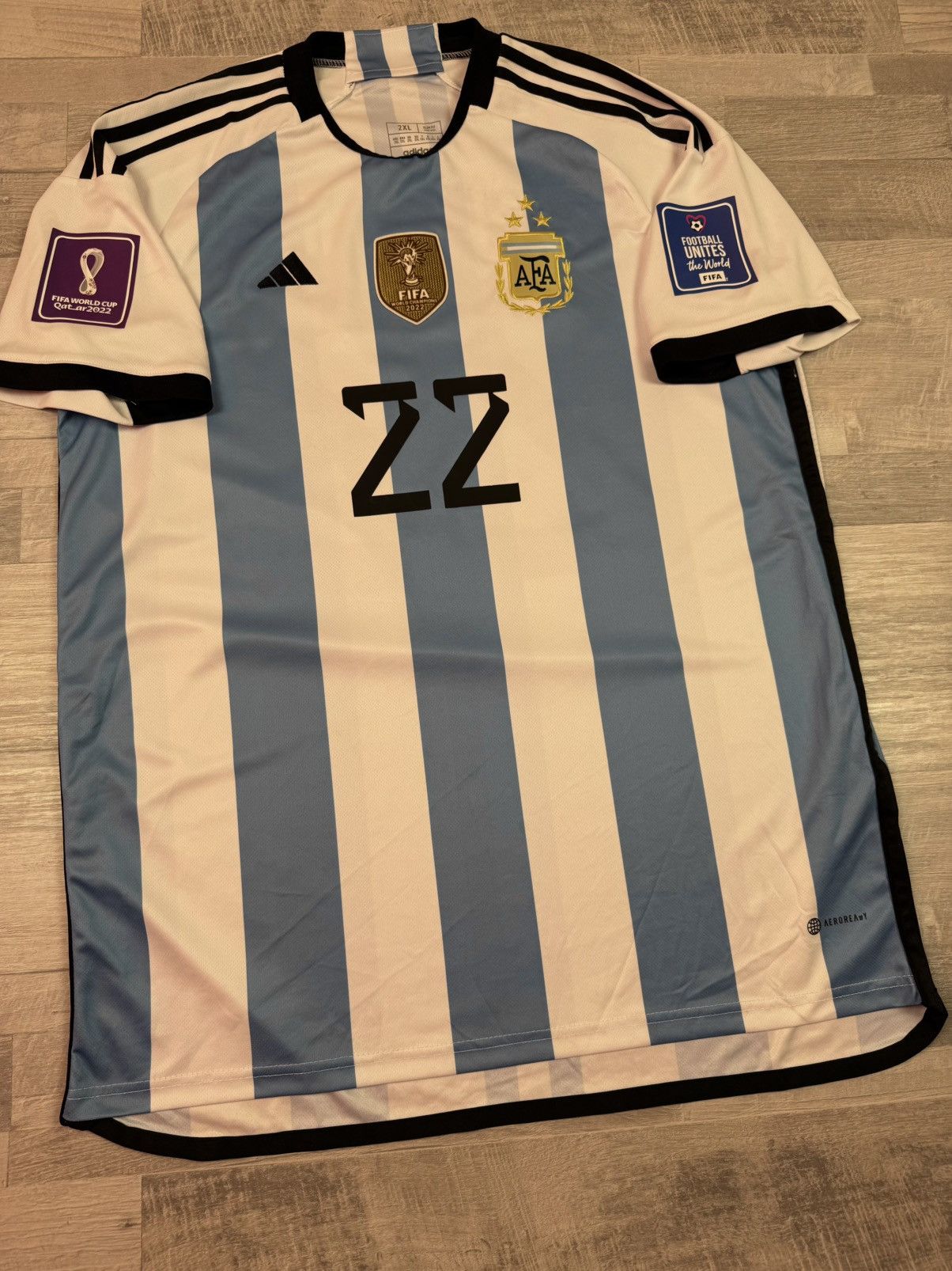 Adidas Argentina Home World Cup 2022 - LAUTARO MARTINEZ #22 Size US XXL / EU 58 / 5 - 6 Thumbnail