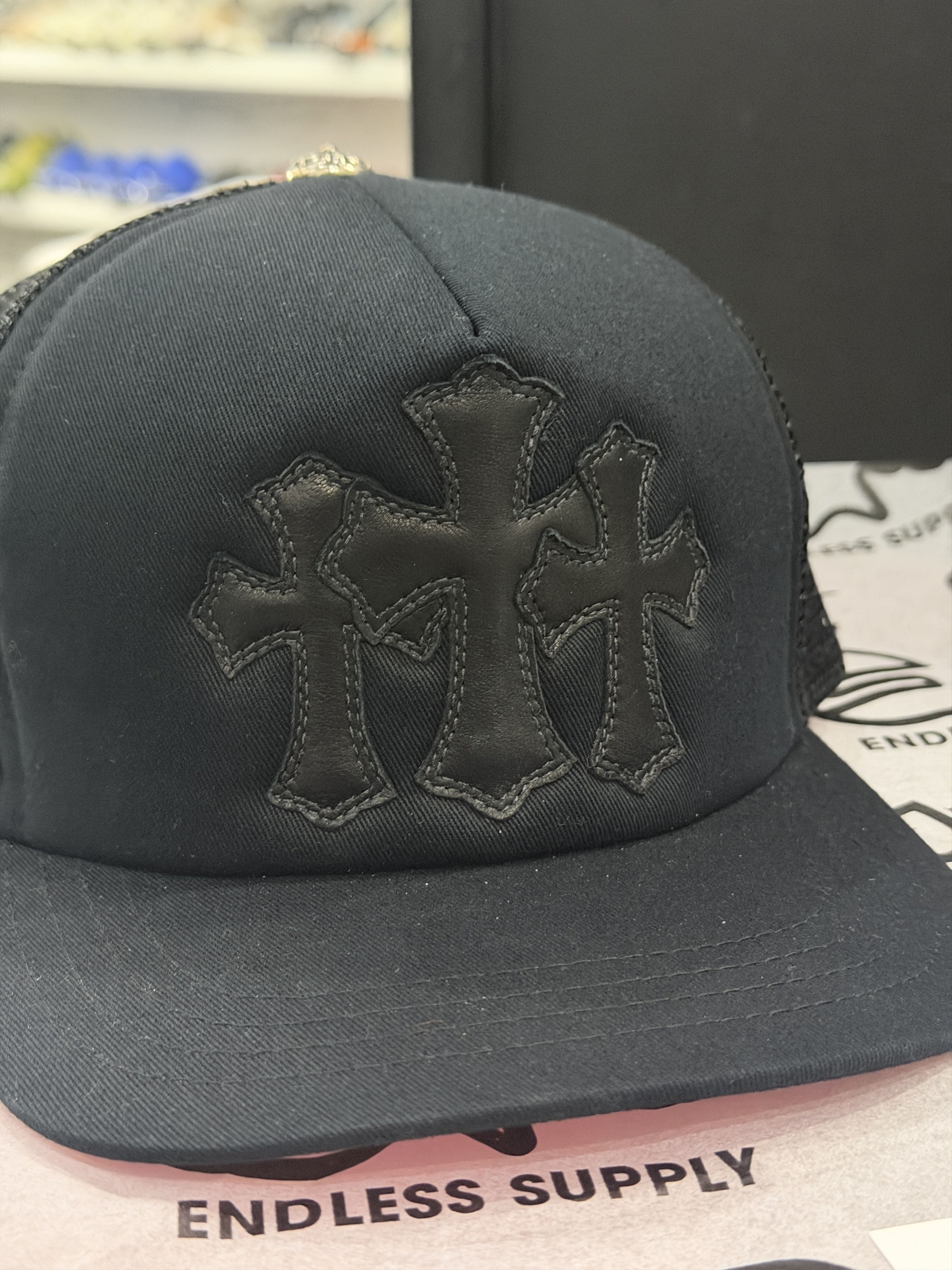 Chrome Hearts Chrome Hearts Leather Cemetery Cross Patch Hat Black/Black Size ONE SIZE - 2 Thumbnail