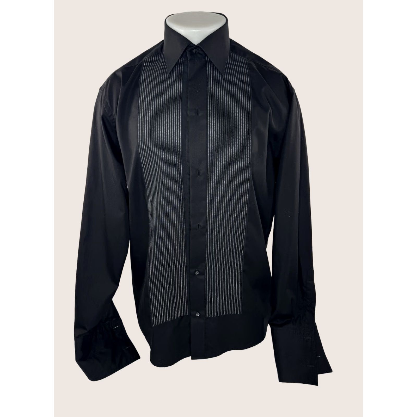 Eton ETON Shirt 16.5 Mens Black French Cuff Tuxedo Shiny BIB Ruffles 1928 Size US XL / EU 56 / 4 - 1 Thumbnail