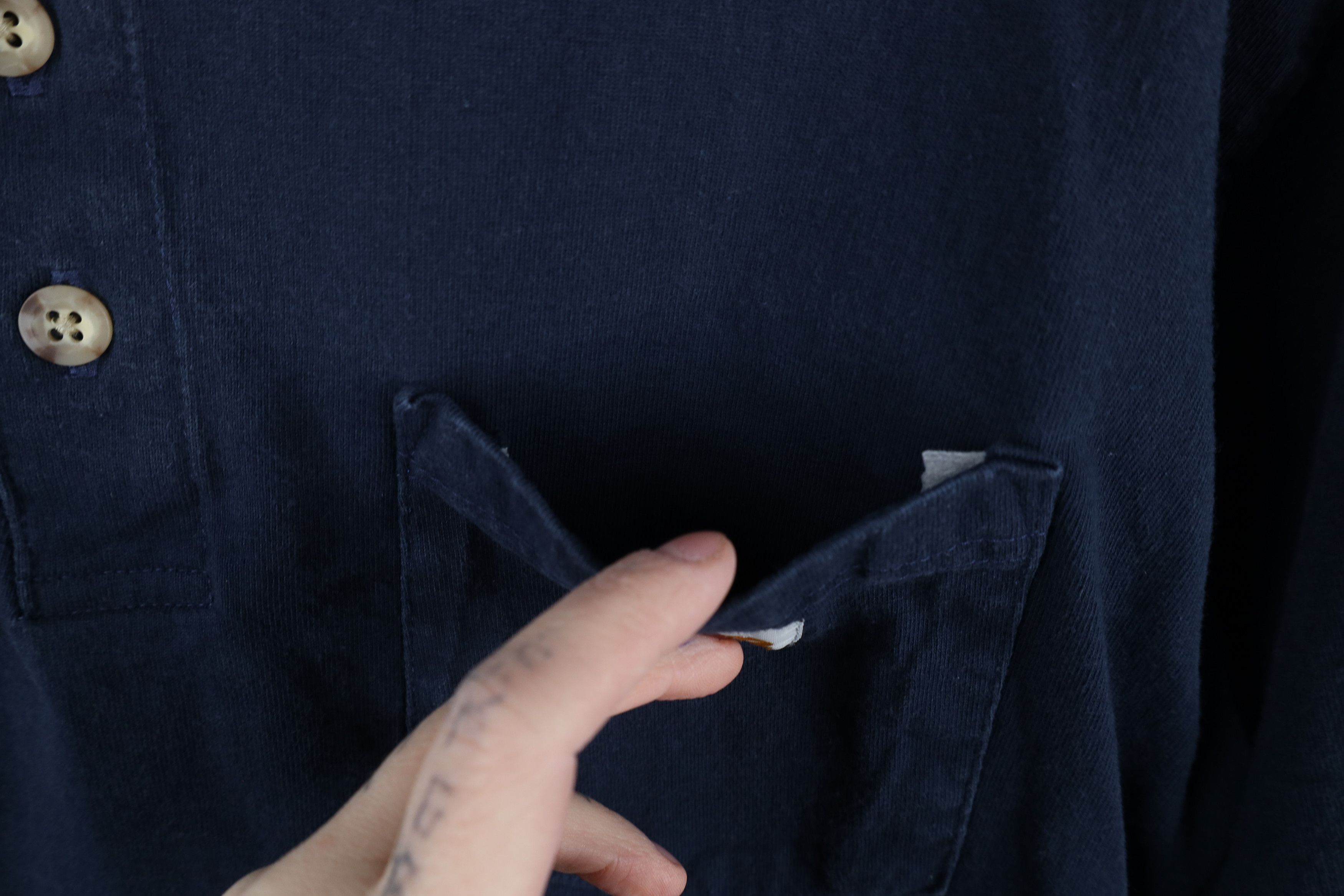 Carhartt × Vintage Vintage Carhartt Spell Box Logo Pocket Henley T-Shirt Blue Size US L / EU 52-54 / 3 - 5 Thumbnail