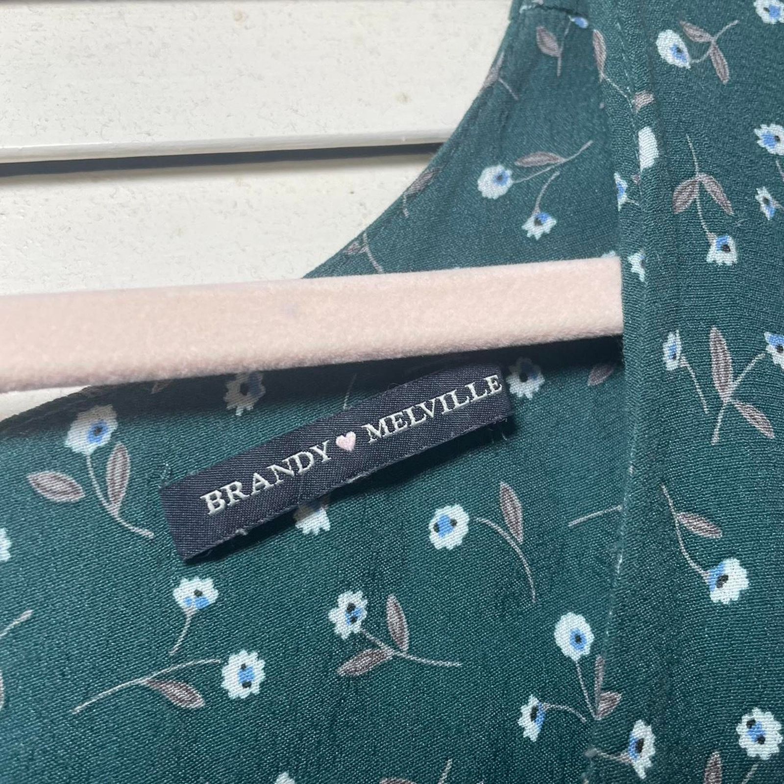Brandy Melville Brandy green floral dress | Grailed