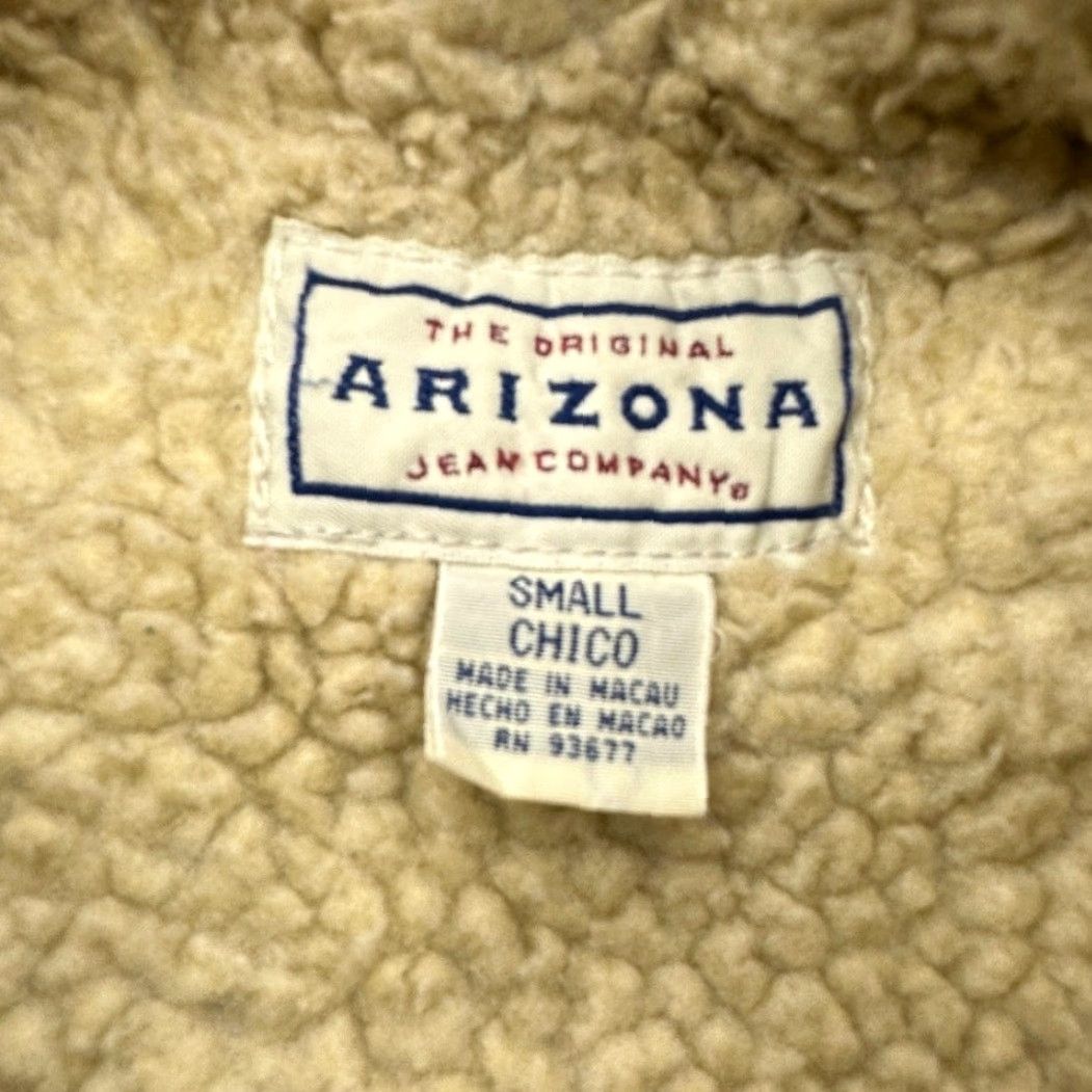 Vintage VINTAGE Arizona Jean Company Denim Jean Trucker Jacket Bomber Jacket Mens Small Sherpa Lined Button Pockets Size US 29 - 2 Thumbnail