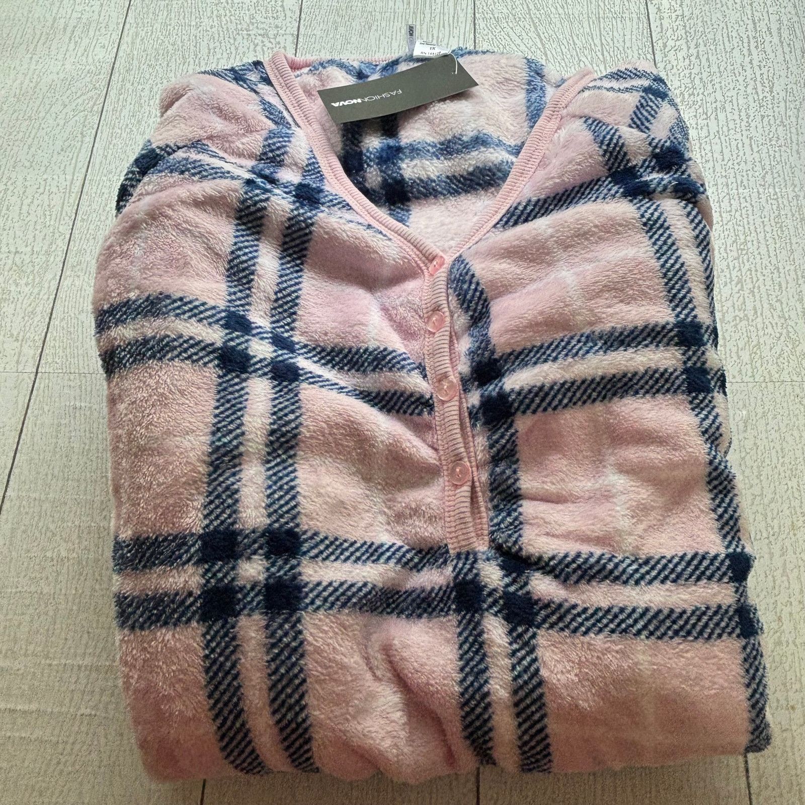 Fashion Nova Fashion Nova Pink Plaid Plush PJ Romper Size 1X NWT Size ONE SIZE - 13 Thumbnail