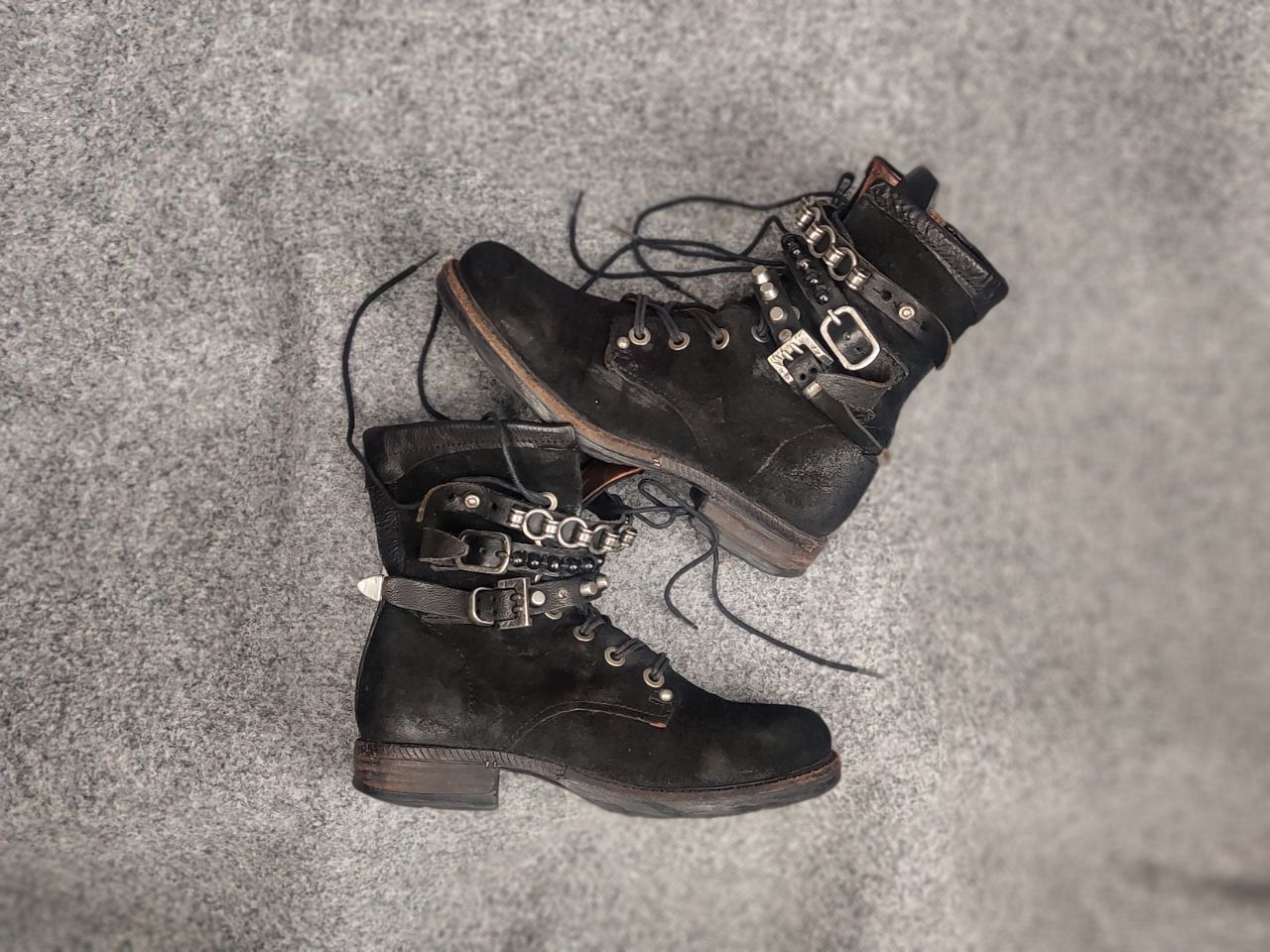 A.S.98 A.S.98 Vintage Black Suede Avant garde Mid Calf Combat Boots Size US 6 / IT 36 - 1 Thumbnail