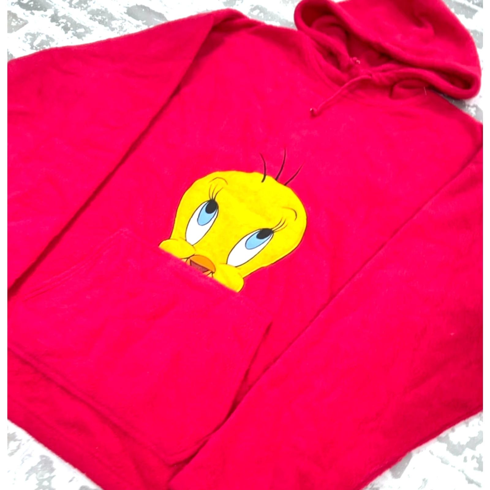 Vintage VINTAGE Warner Bros. Looney Tunes Hoodie Women XL Pink Fleece Pullover Sweatshirt 90s Cartoon Size XL / US 12-14 / IT 48-50 - 2 Thumbnail