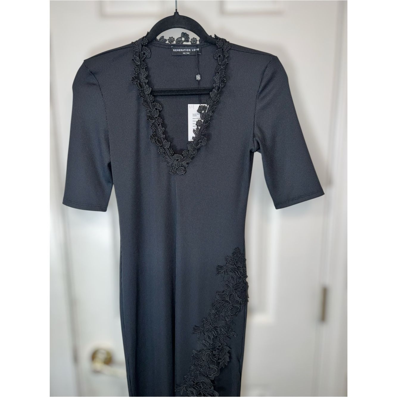 Generation Love Generation Love “Jimena Lace Combo” Ribbed Midi Dress in Bl Size S / US 4 / IT 40 - 5 Thumbnail