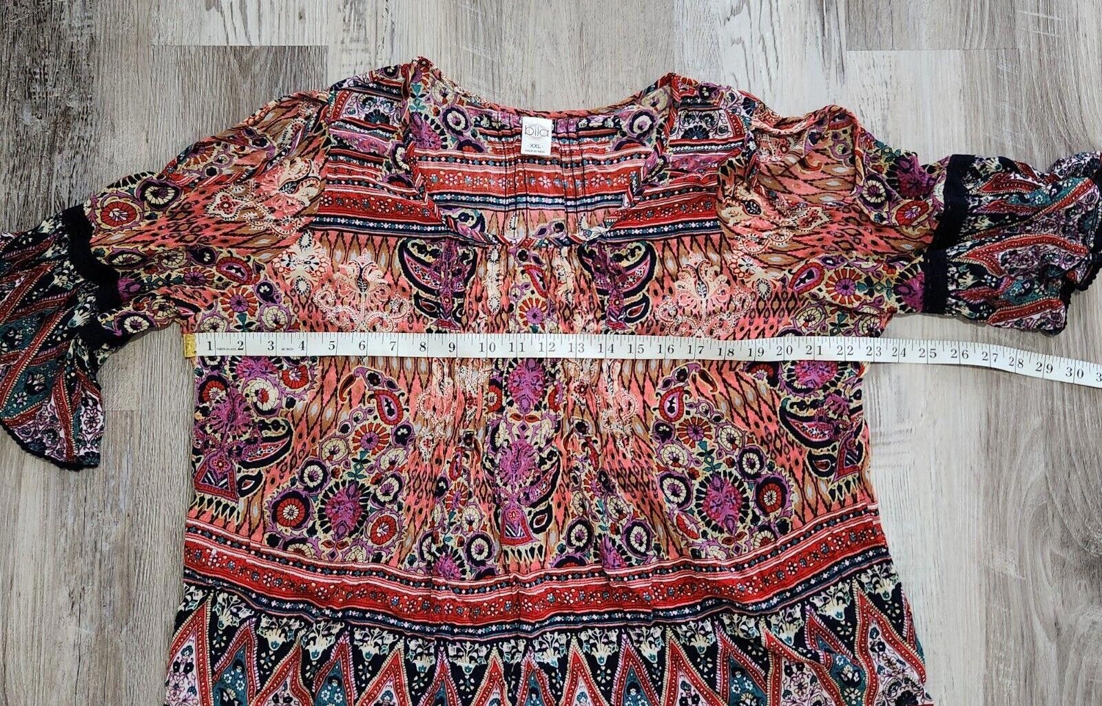 Designer Bila Top XXL hippie Boho Plus Size Cold Shoulder 2x Scoop Size XXL / US 16-18 / IT 52-54 - 6 Thumbnail