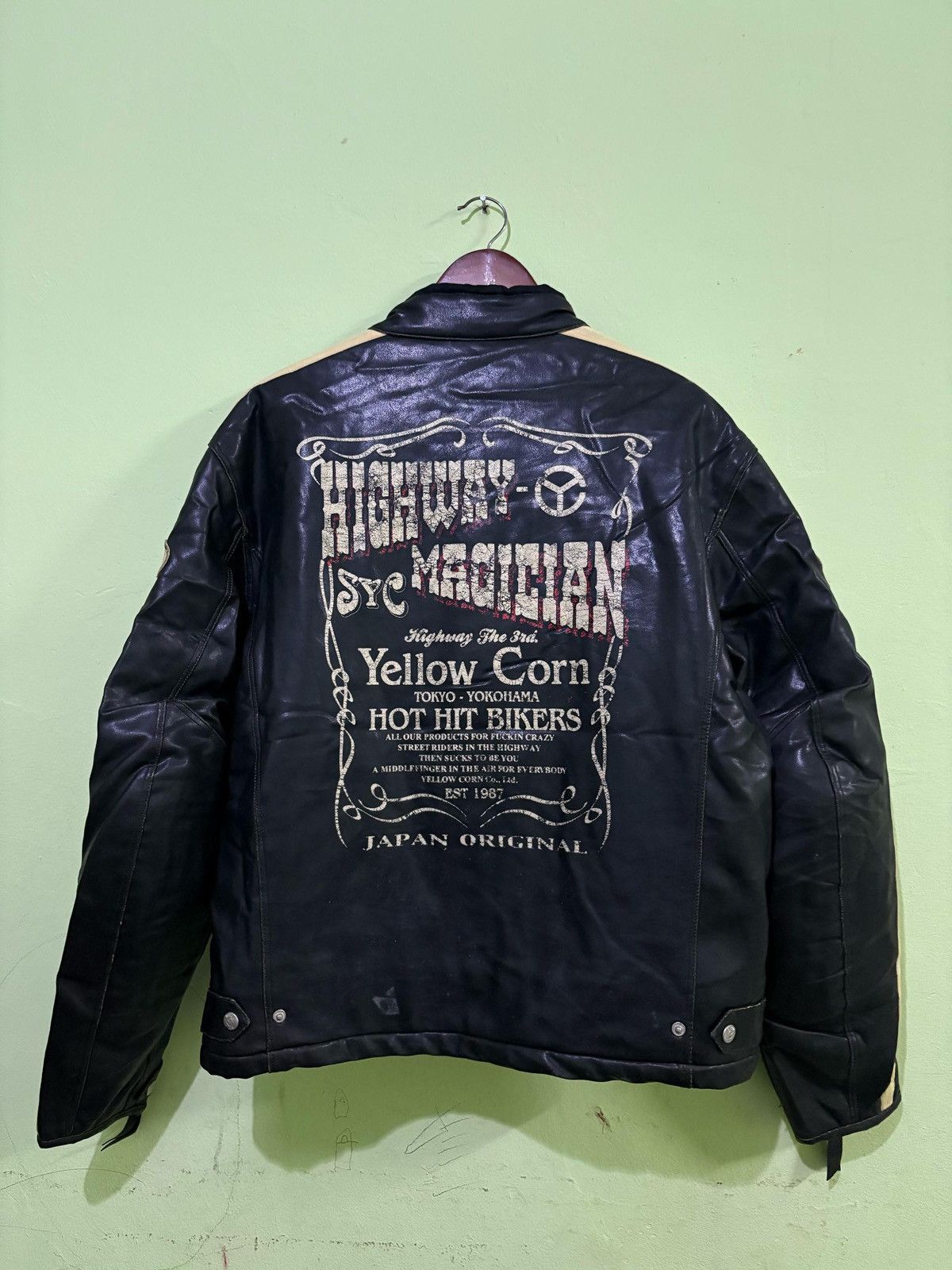 YELLOW CORN Vintage Yellow Corn Leather Jacket Highway Magician Japan Size US XL / EU 56 / 4 - 10 Thumbnail