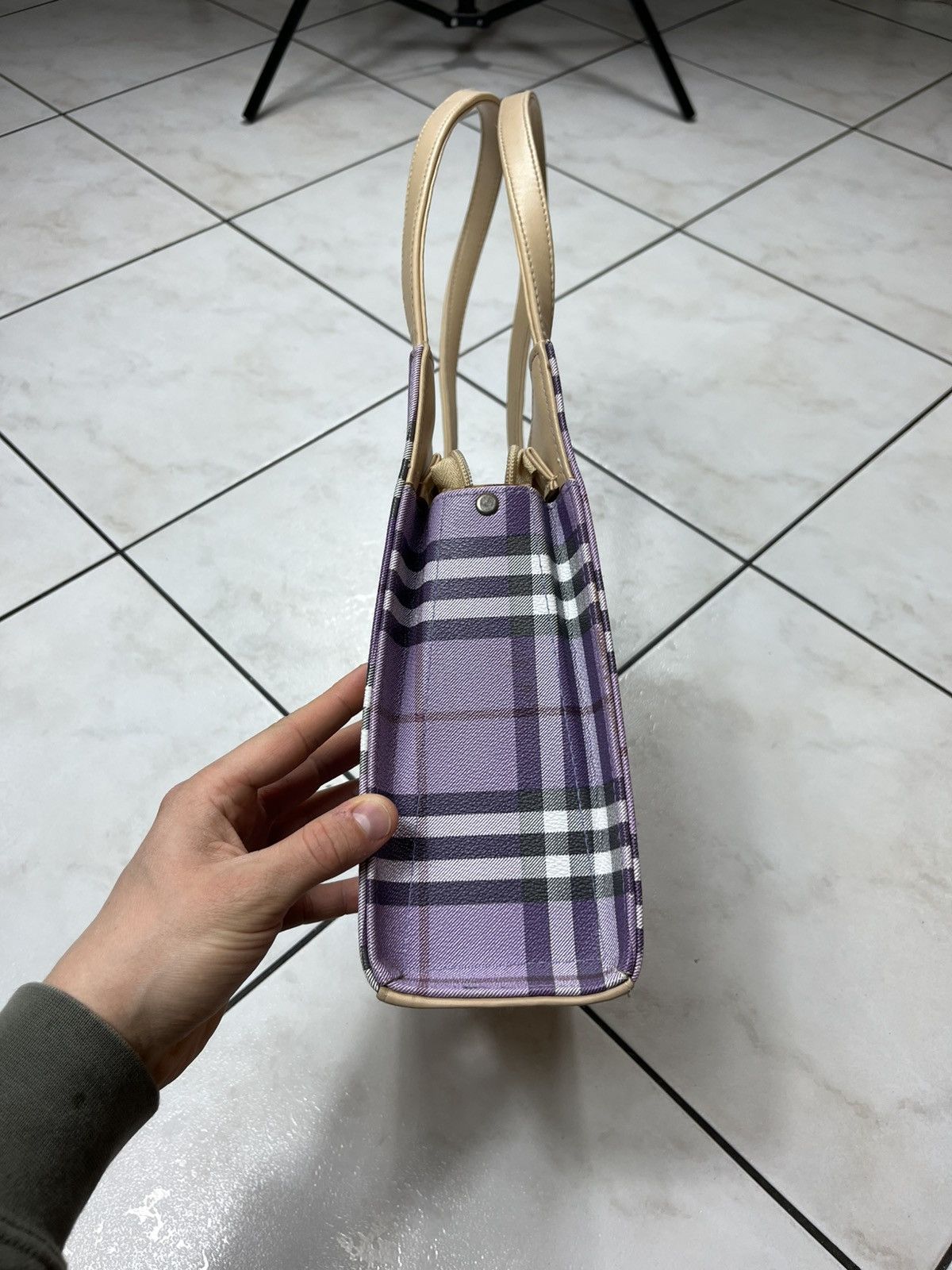 Vintage Burberry 90s leather big bag handbag nova checked
