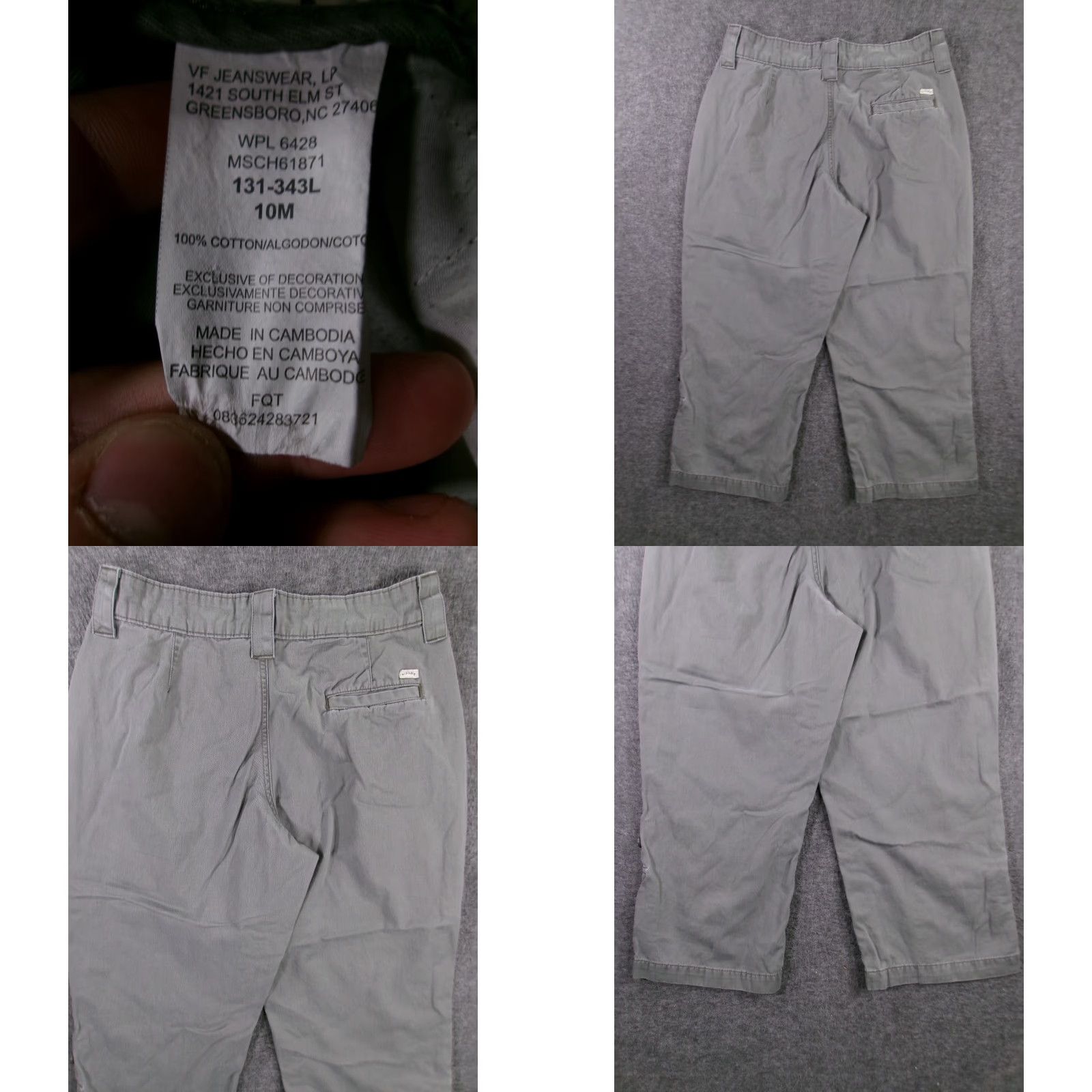 Vintage Riders Women Capri Pants Size 10 Gray Solid Preppy Casual Summer Stretch Size 32" / US 10 / IT 46 - 8 Thumbnail