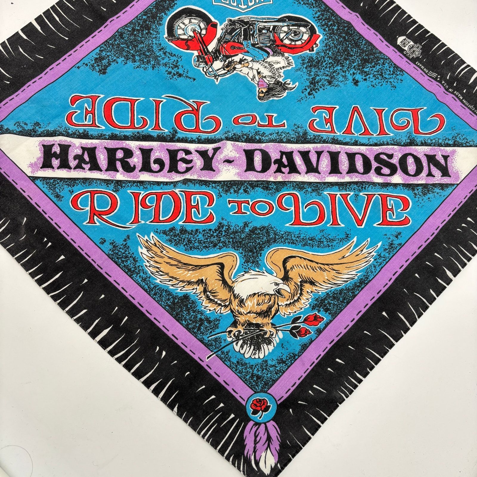 Harley Davidson × Vintage Vintage Harley Davidson Bandana Live To Ride Ride To Live Size ONE SIZE - 4 Thumbnail