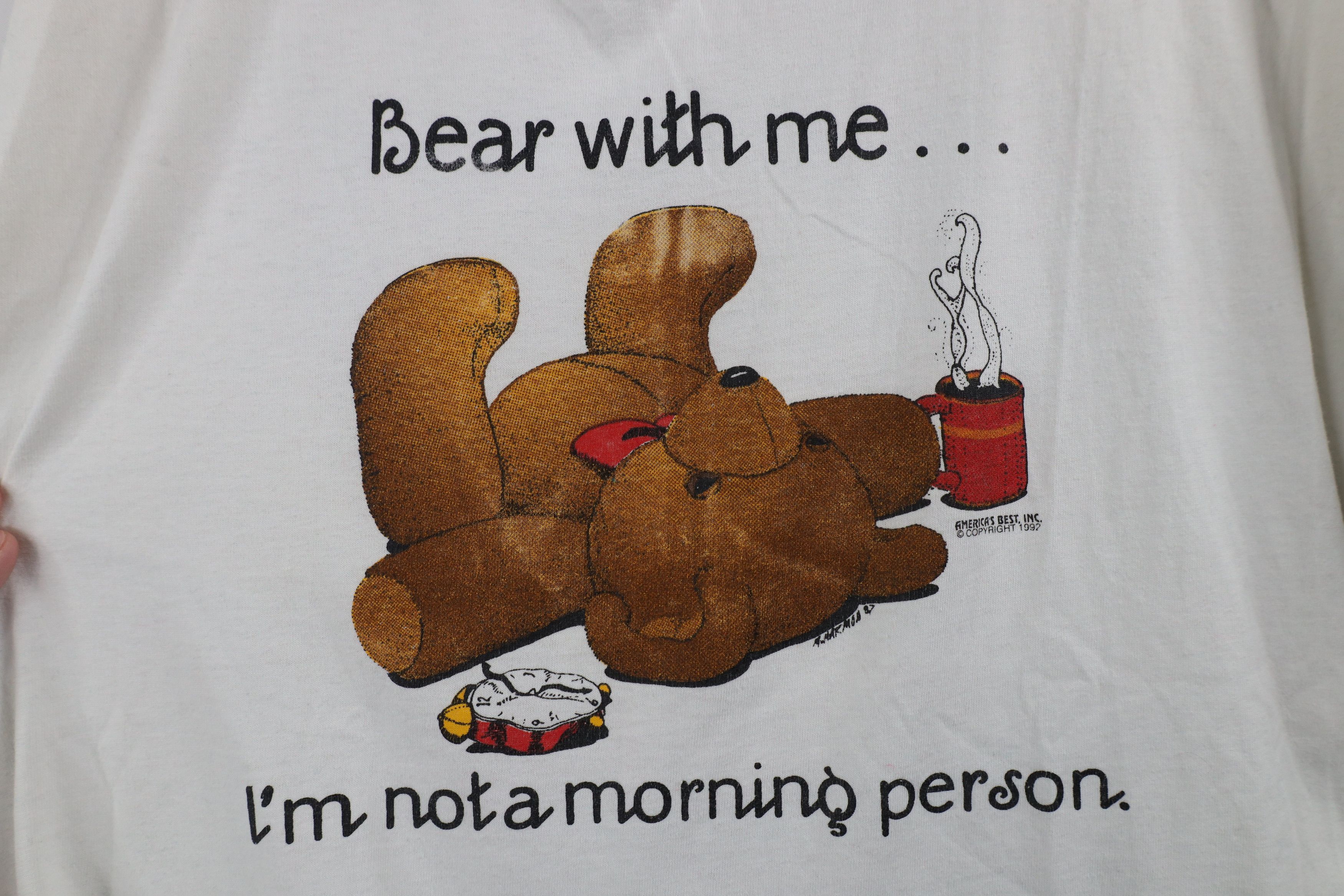 Vintage Vintage 90s Bear With Me Not A Morning Person T-Shirt USA Size L / US 10 / IT 46 - 4 Thumbnail
