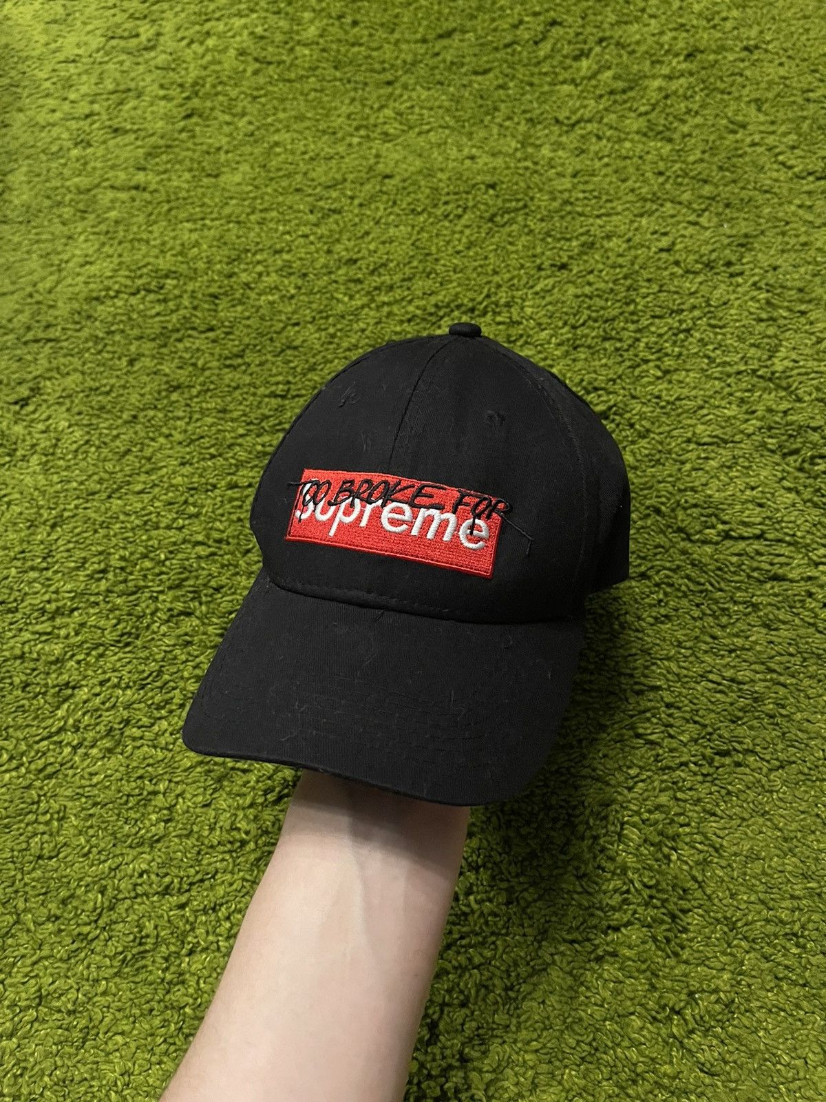 Designer × Vintage Too broke for Supreme bootleg box logo cap Size 32 - 2 Thumbnail