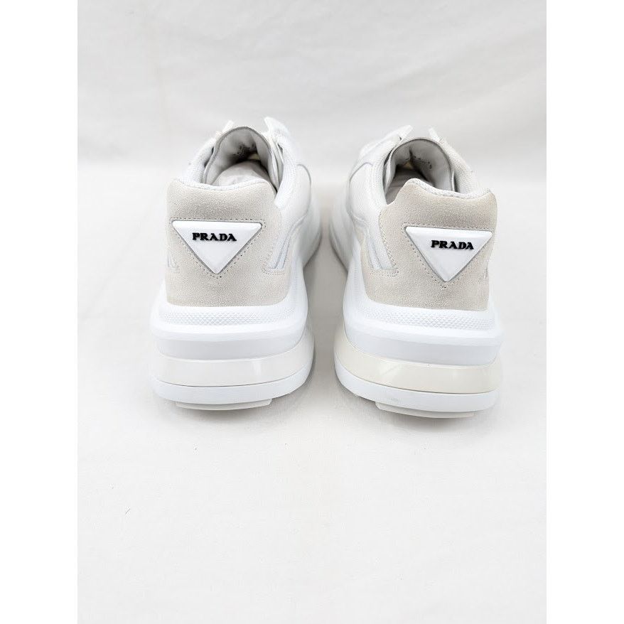 Prada o1rshd1 Brushed Leather Sneakers Bike Fabric Suede in White Size US 11 / EU 44 - 16 Thumbnail