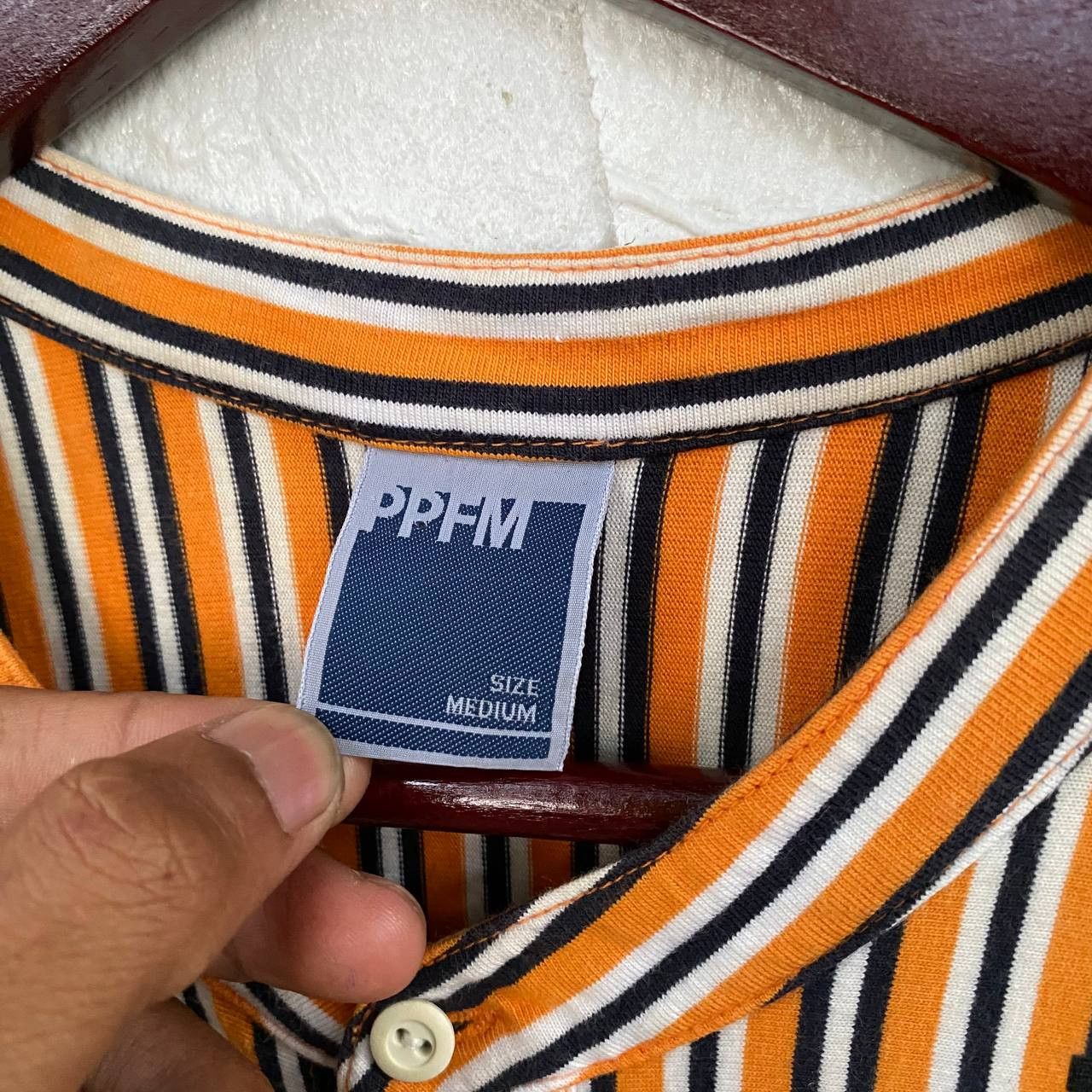 If Six Was Nine × Japanese Brand × PPFM Vintage PPFM Stripe half button tee Size US S / EU 44-46 / 1 - 2 Thumbnail