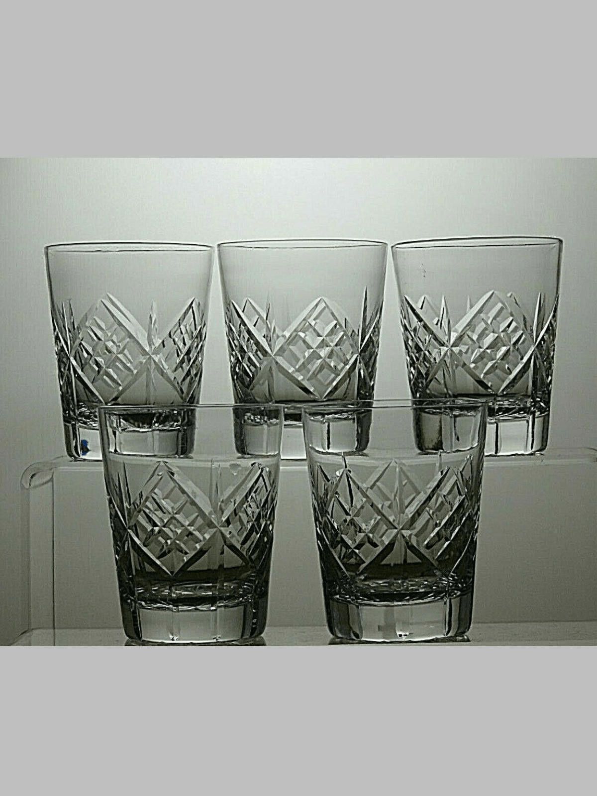The Unbranded Brand Lead Crystal Cut Glass Set Of 5 Tumblers 3 1/4" Size ONE SIZE - 1 Thumbnail