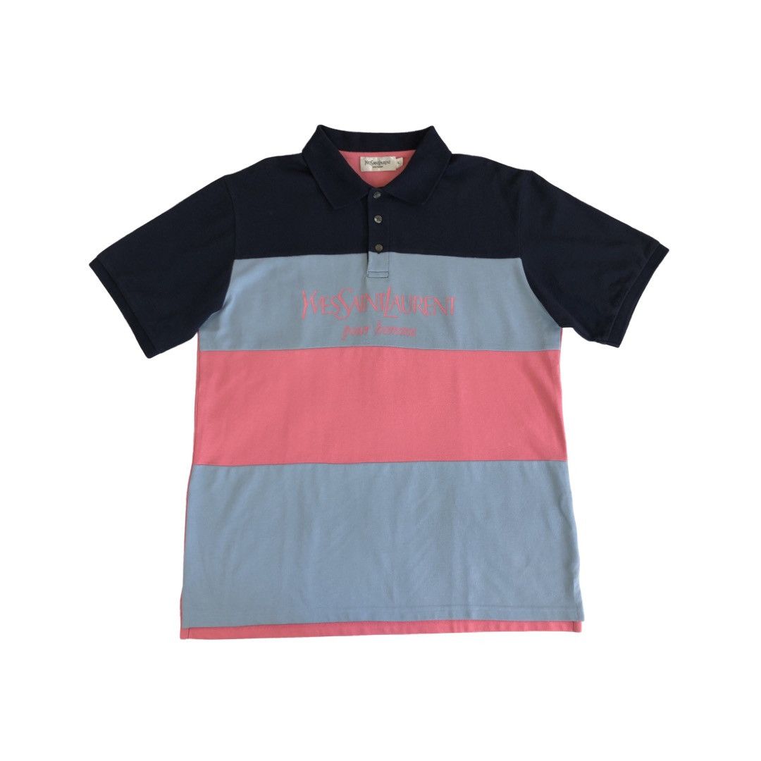 Image of YVES Saint Laurent YSL Logo Polo in Pink, Men's (Size XL)