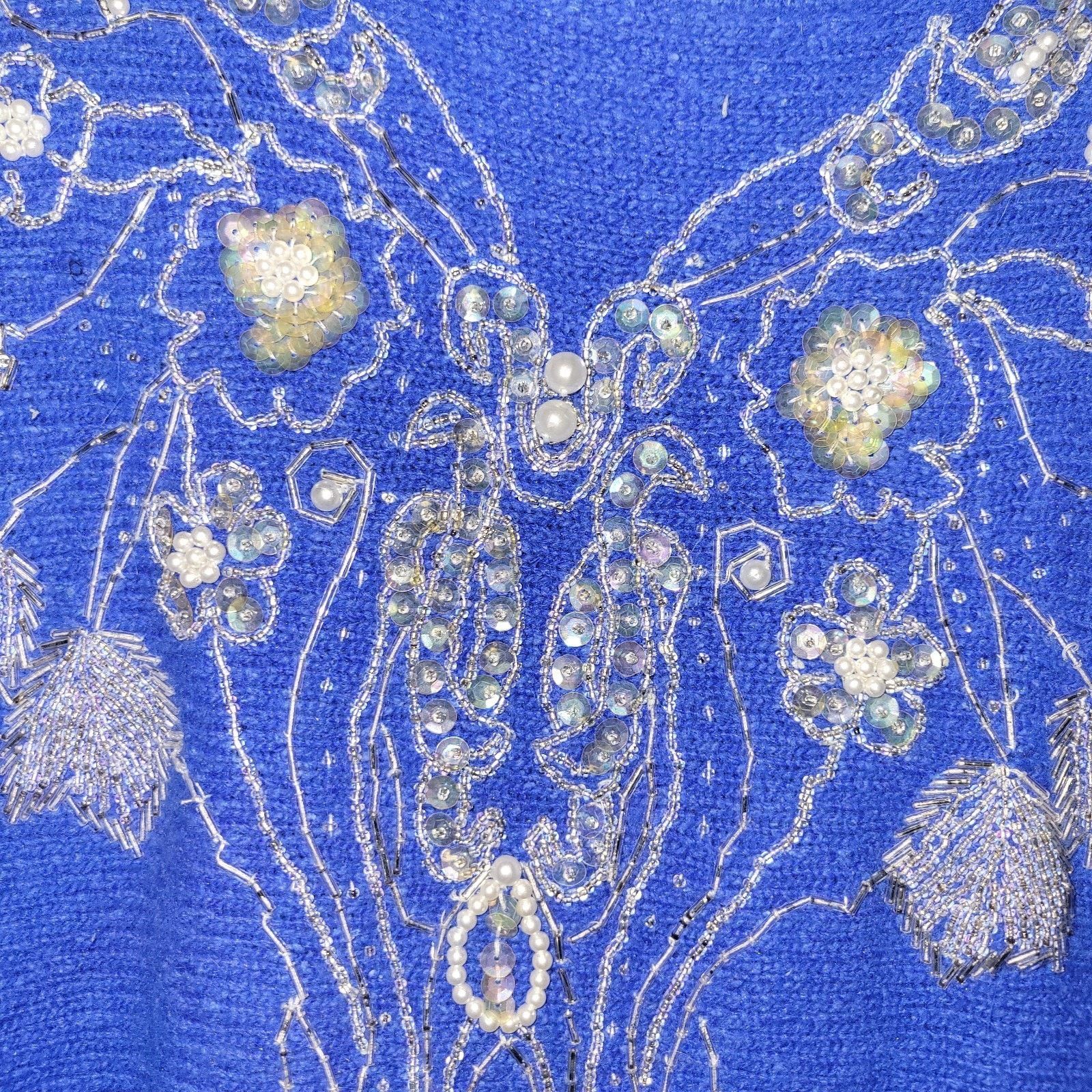 & Other Stories Cedars Beaded Sweater Small Blue Silk Lambswool Angora Blend Size S / US 4 / IT 40 - 9 Thumbnail