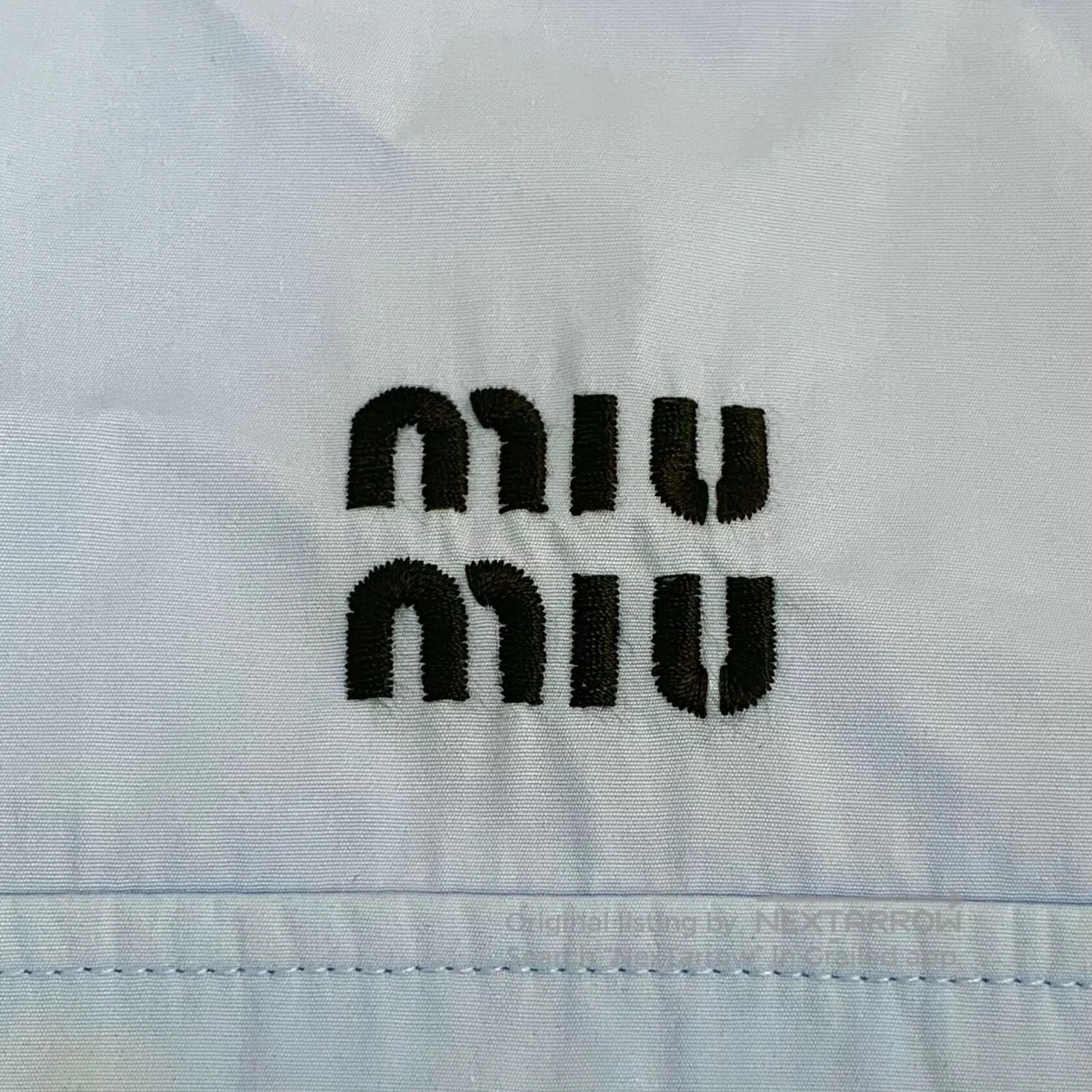 Miu Miu Miu Miu Light blue logo embroidered cotton collar long-sle Size XS / US 0-2 / IT 36-38 - 5 Thumbnail