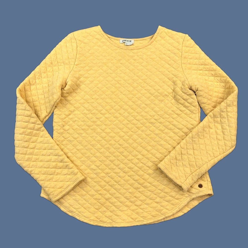 Orvis Orvis Sweatshirt Women's Small Yellow Quilted Crewneck Pullover Outdoor Casual Size S / US 4 / IT 40 - 1 Thumbnail