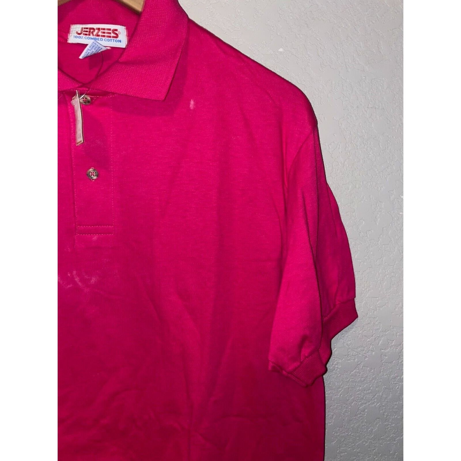 Jerzees Vintage Pink Blank Polo Shirt Jerzees VTG 90s Small Stain Size US L / EU 52-54 / 3 - 4 Thumbnail