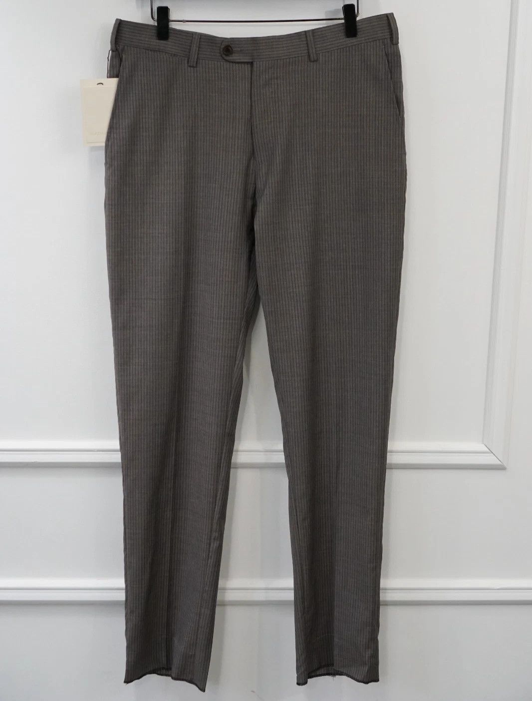 Suitsupply Men Suitsupply Trousers Grey Pure Wool Striped Size UK/US38 Size 38R - 1 Thumbnail