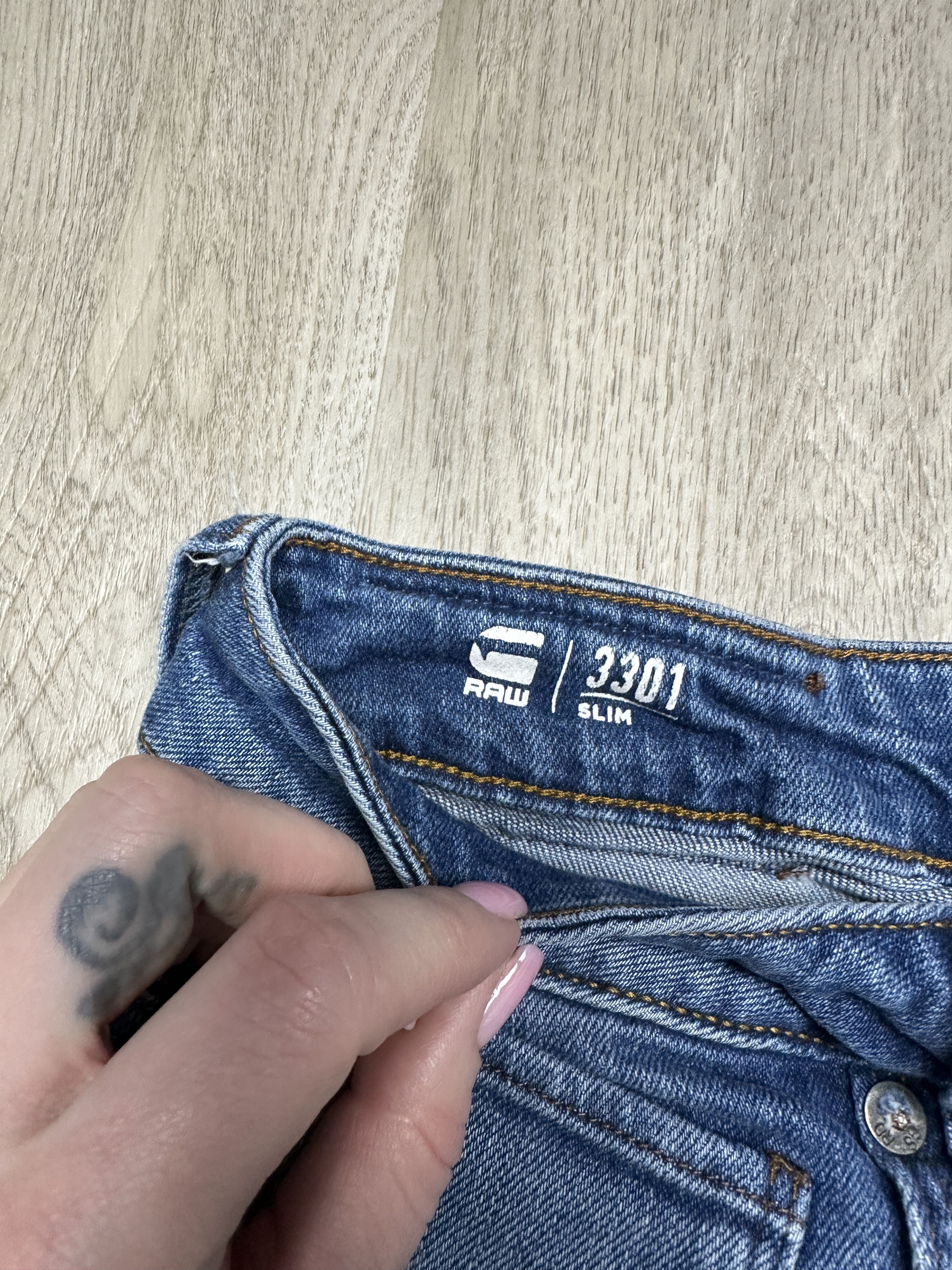 G-Star G Star Raw 3301 Slim Mens Denim Pants Jeans Size US 32 / EU 48 - 3 Thumbnail