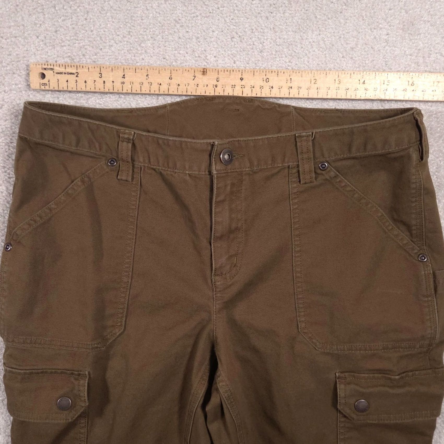 Duluth Trading Company Duluth Trading Co Cargo Pants Womens 12x29 Brown Twill Straight Leg Utility, Casual, Workwear, Pockets, Stretch, Full Zip Fly Women’s Pants Size 34" / US 12 / IT 48 - 6 Thumbnail