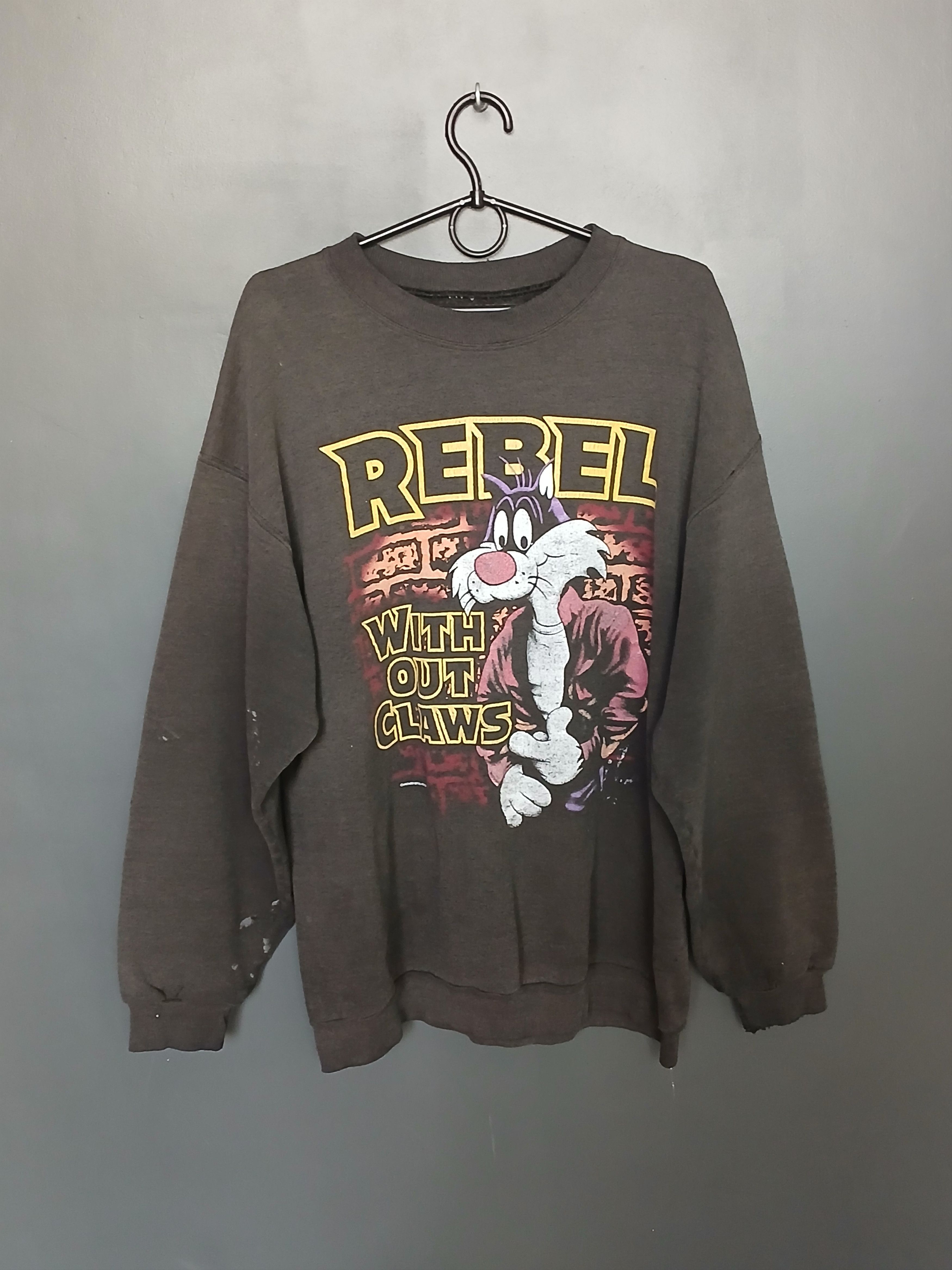 Cartoon Network × Vintage Looney Tunes Sylvester Rebel Without Clawas Sweatshirt Size US L / EU 52-54 / 3 - 1 Thumbnail