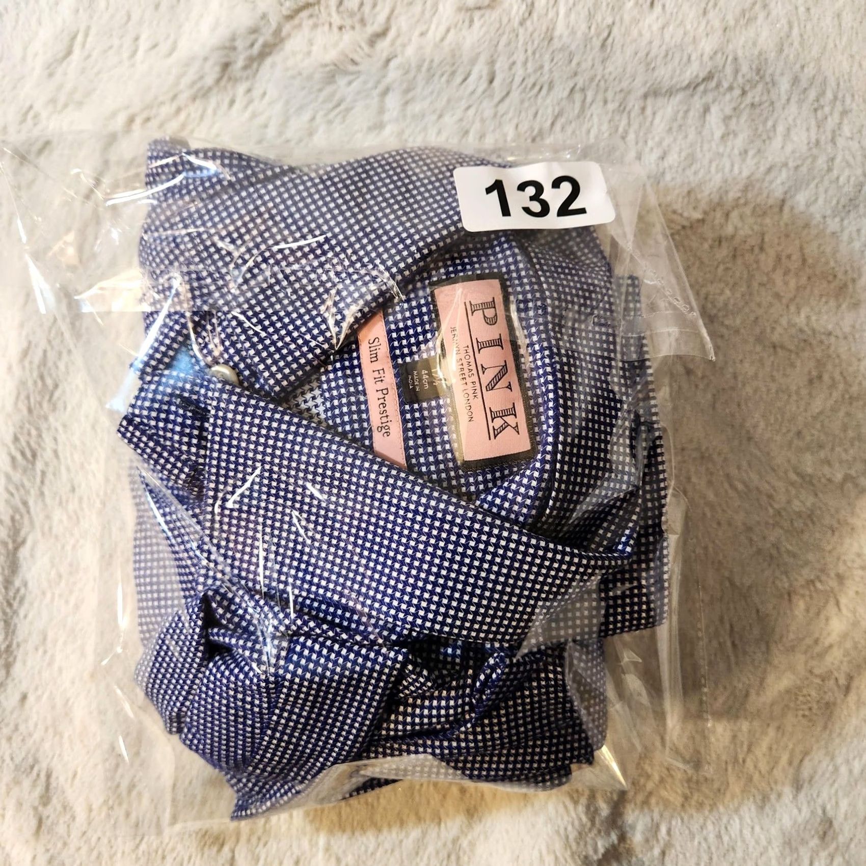 Vintage Thomas Pink Shirt Mens Large Blue White Micro Check Slim Fit Prestige Button Up 17.5 Size US L / EU 52-54 / 3 - 2 Thumbnail