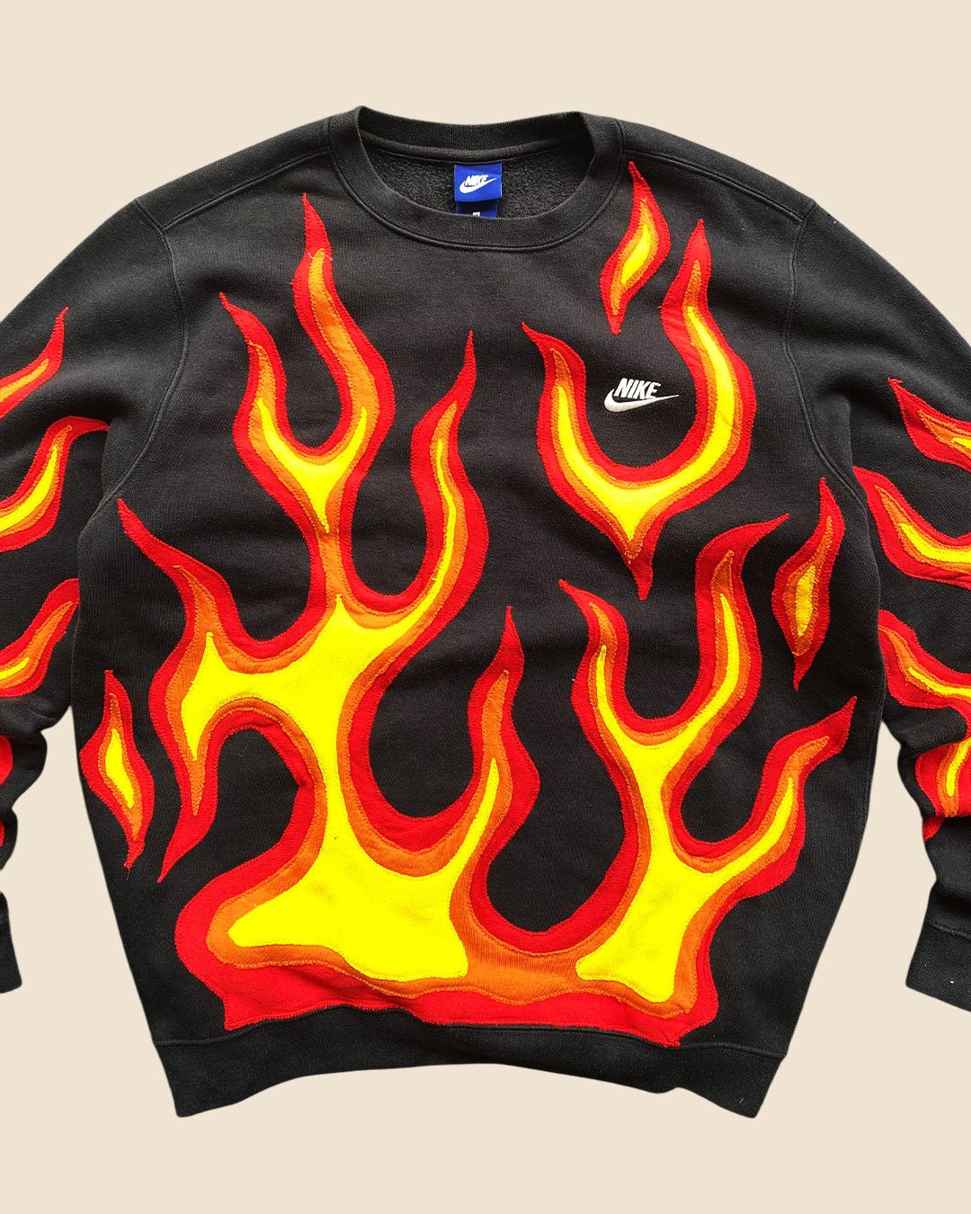 Handmade × Nike 1 OF 1 REWORKED NIKE FLAME CUT & SEWN SWEATSHIRT SIZE L Size US L / EU 52-54 / 3 - 4 Thumbnail
