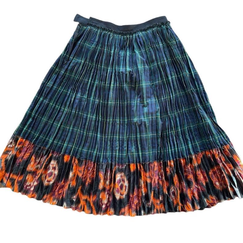 Comme Des Garcons size S Plaid patchwork pleated skirt